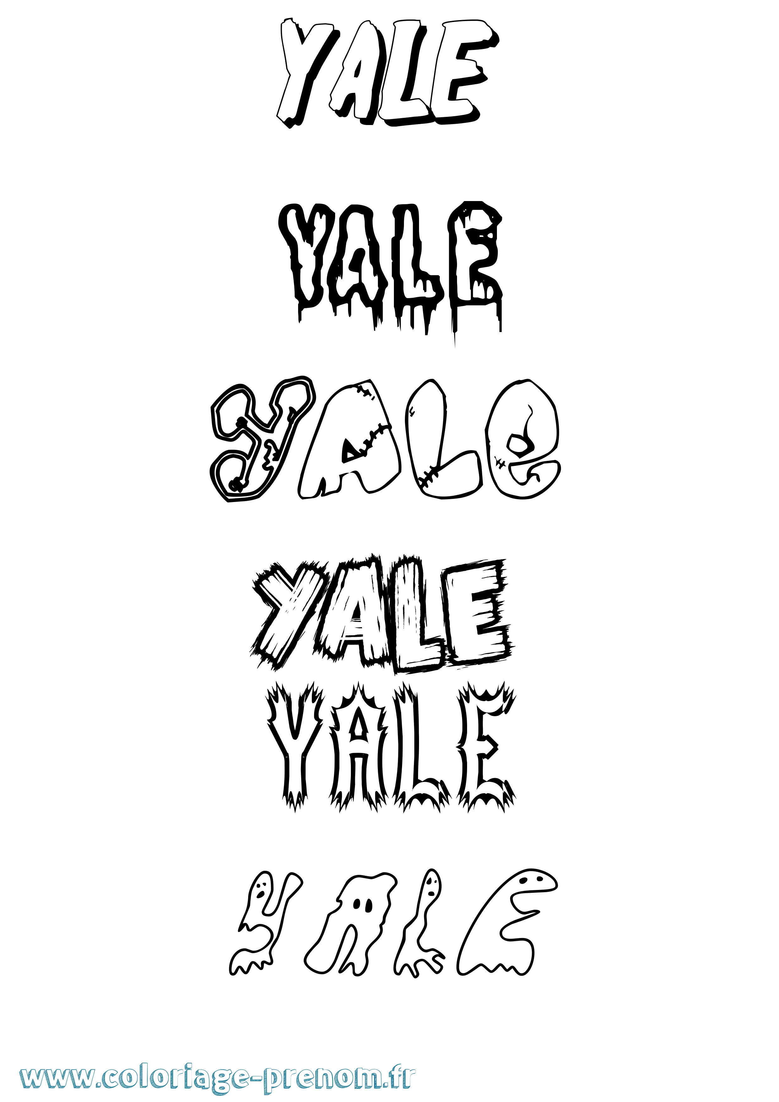 Coloriage prénom Yale Frisson