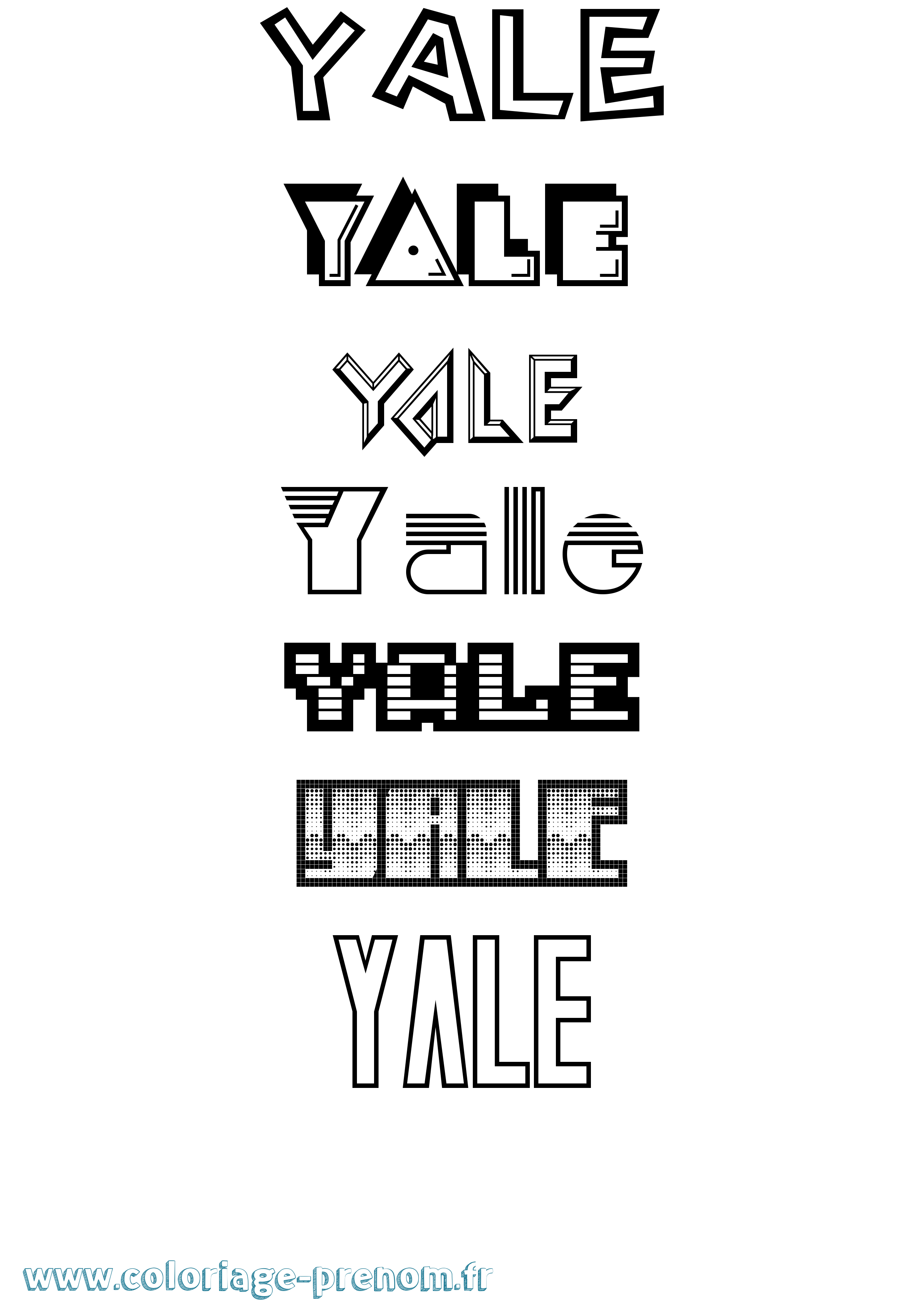 Coloriage prénom Yale Jeux Vidéos