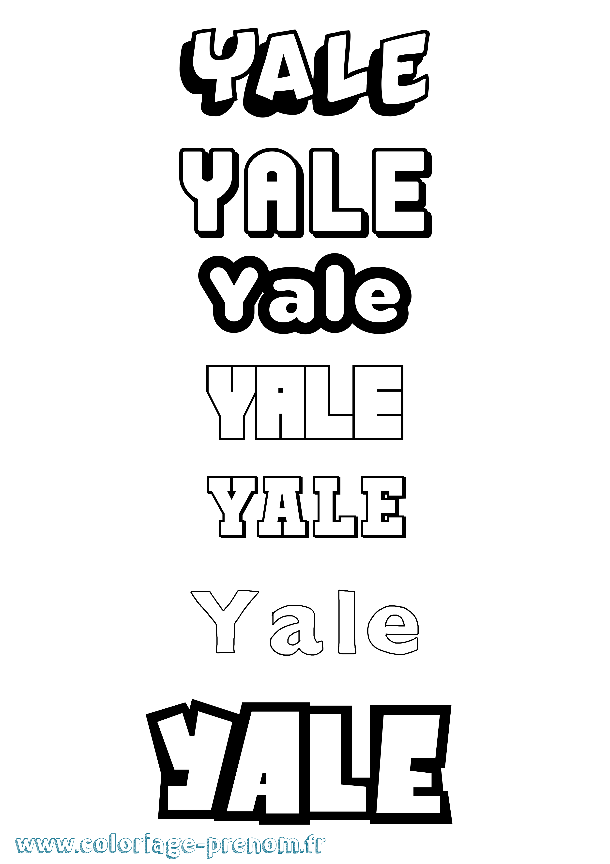 Coloriage prénom Yale Simple