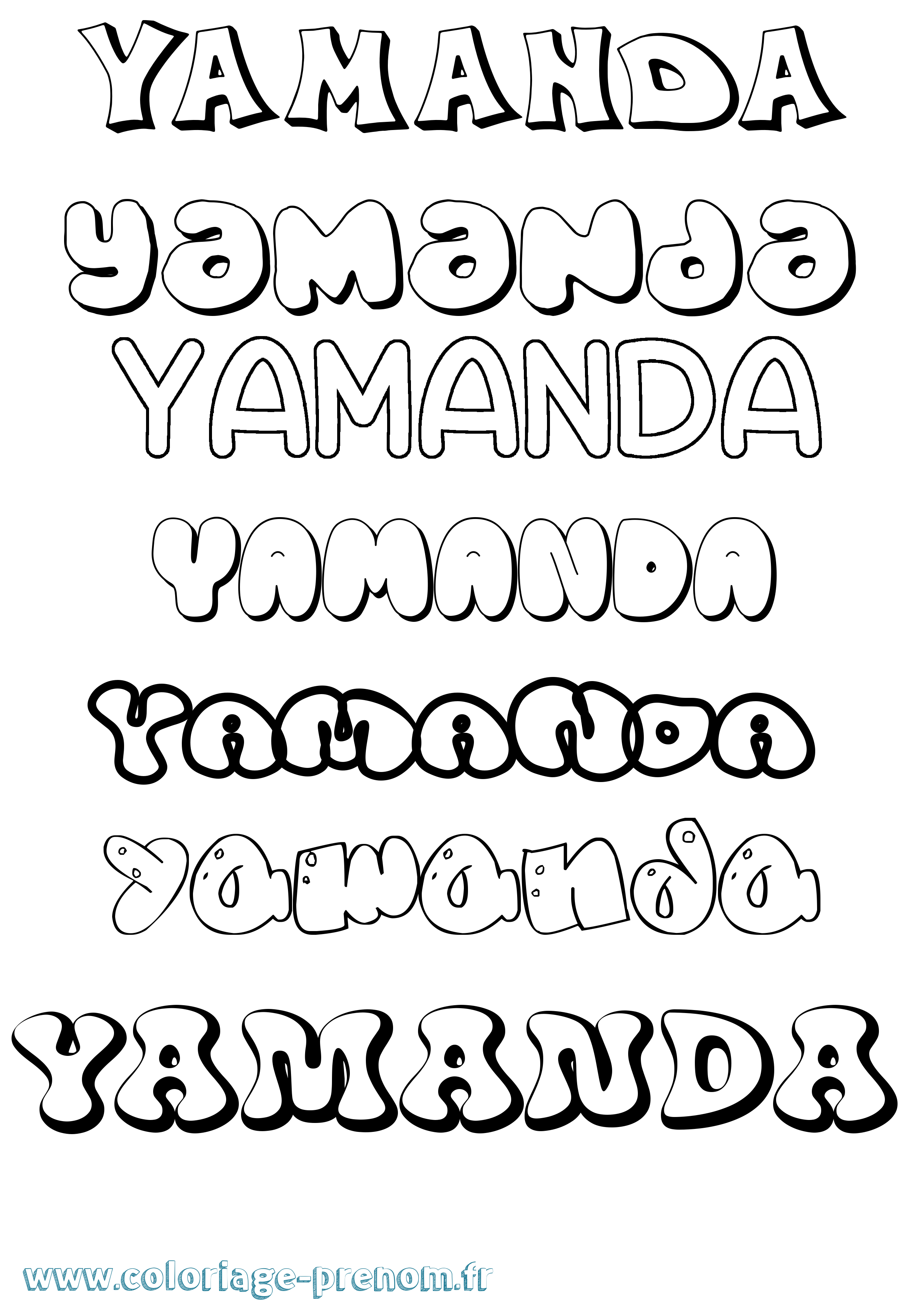 Coloriage prénom Yamanda Bubble