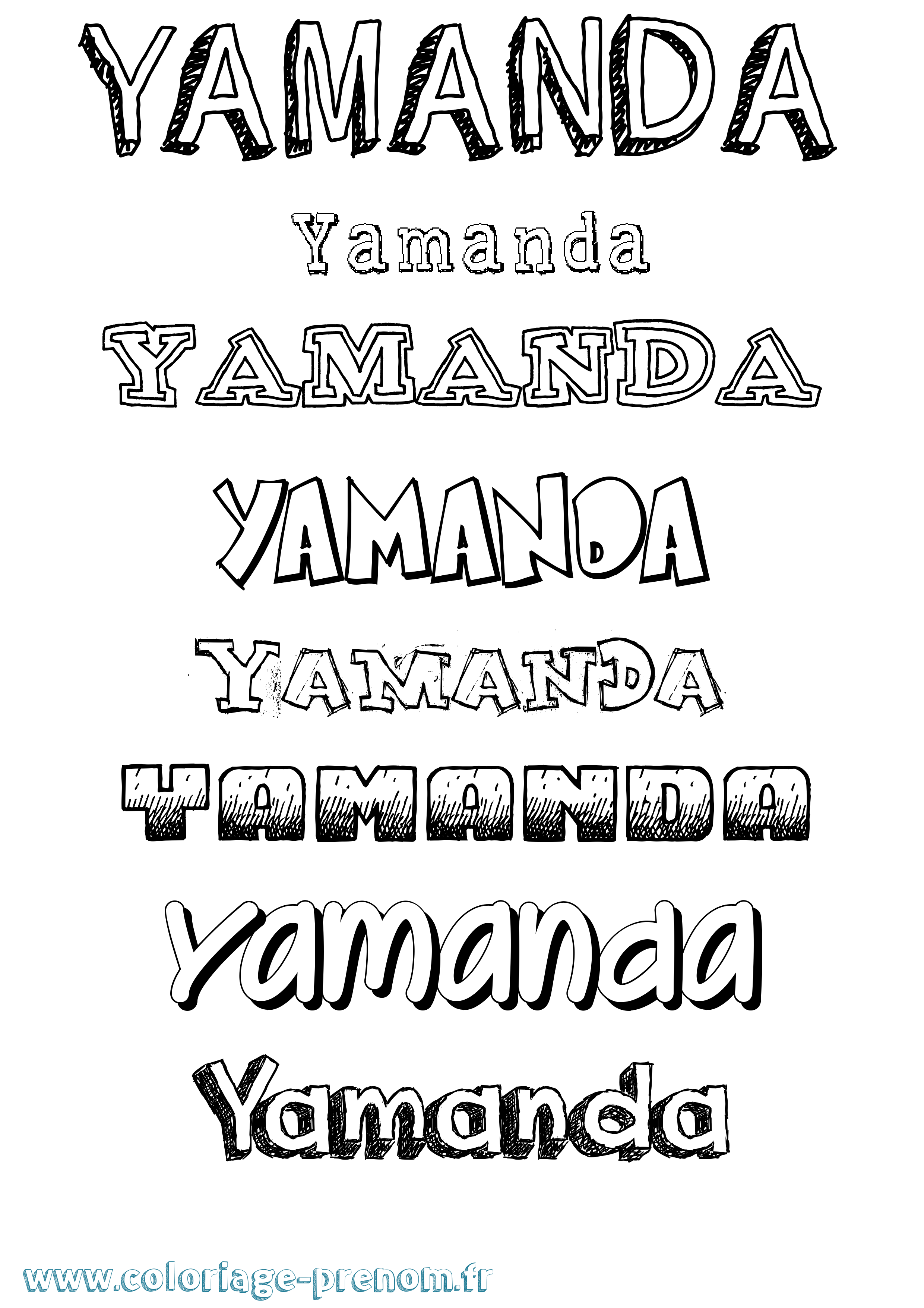 Coloriage prénom Yamanda Dessiné