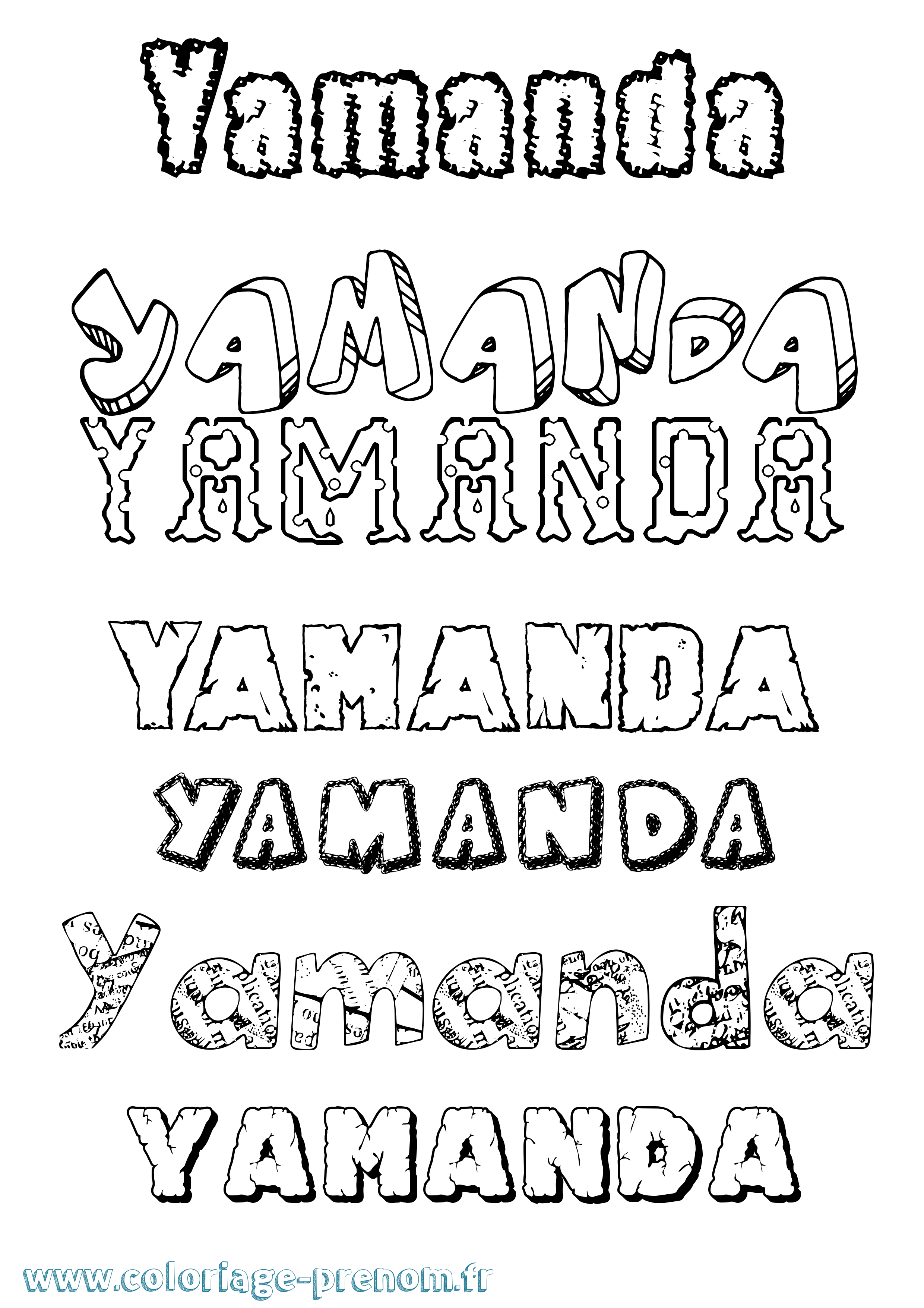 Coloriage prénom Yamanda Destructuré