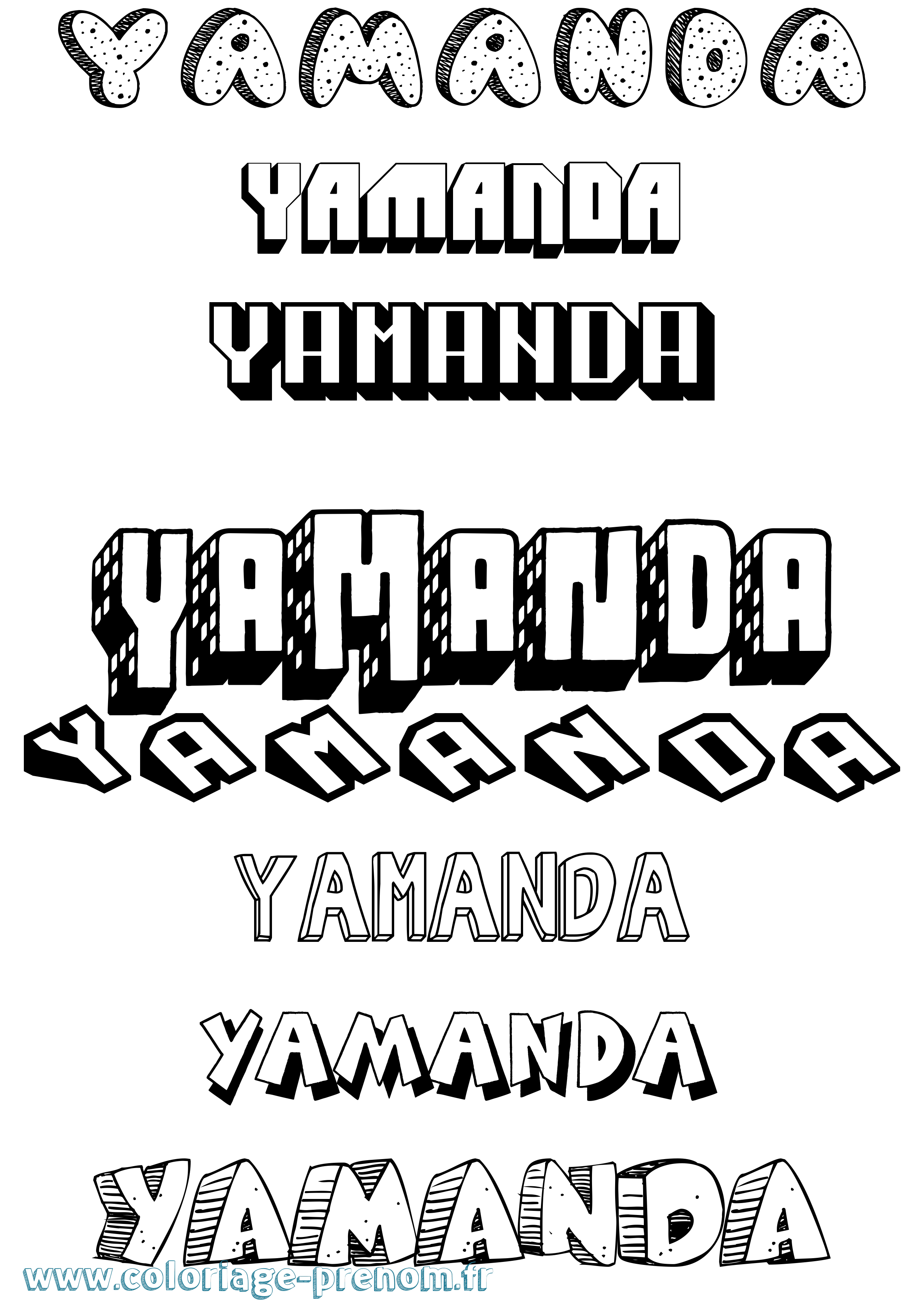 Coloriage prénom Yamanda Effet 3D