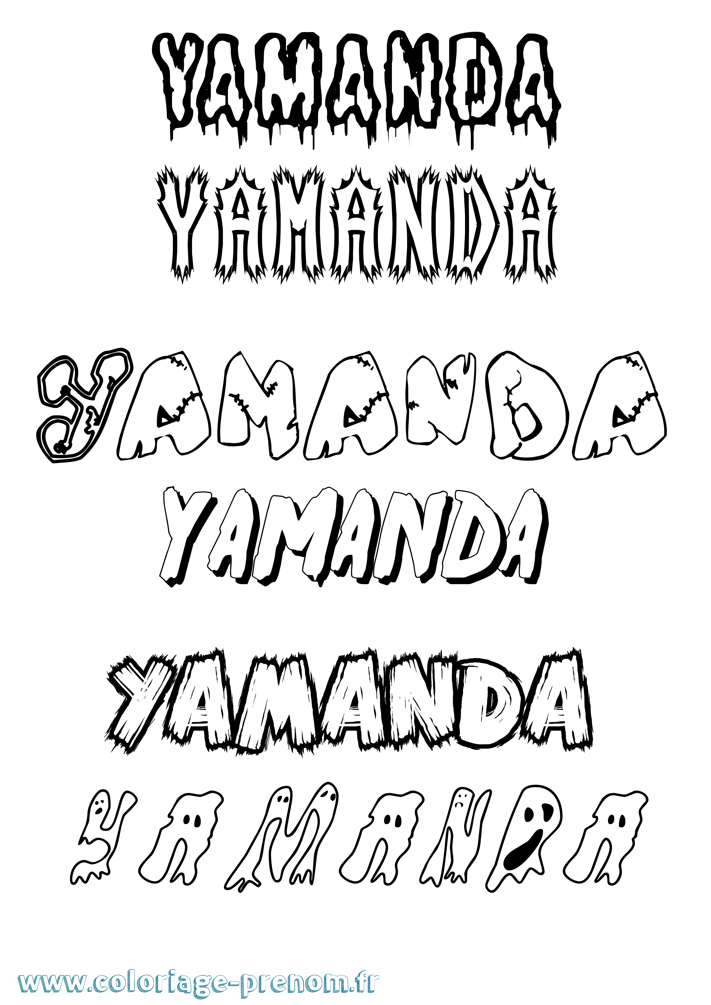 Coloriage prénom Yamanda Frisson
