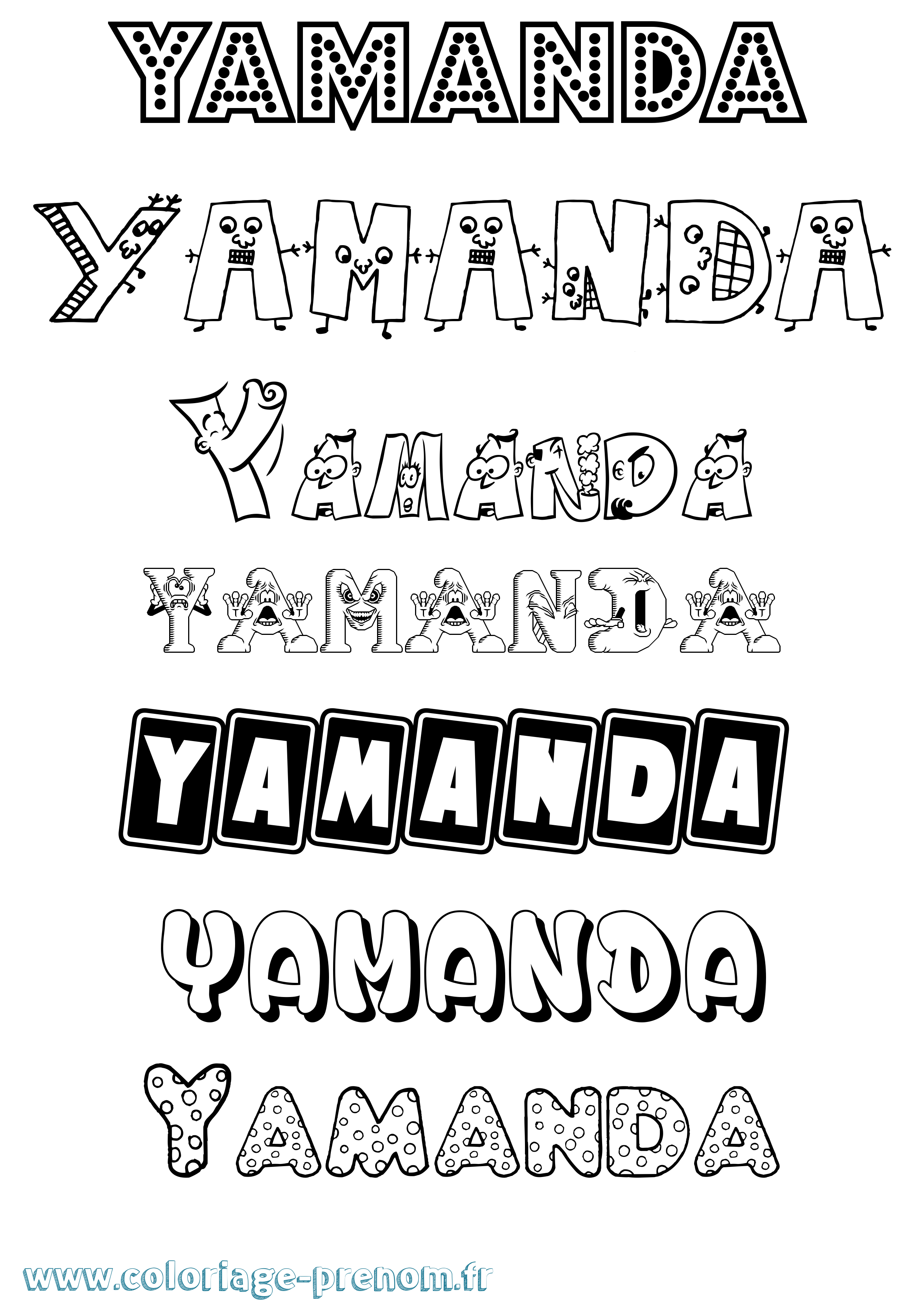 Coloriage prénom Yamanda Fun