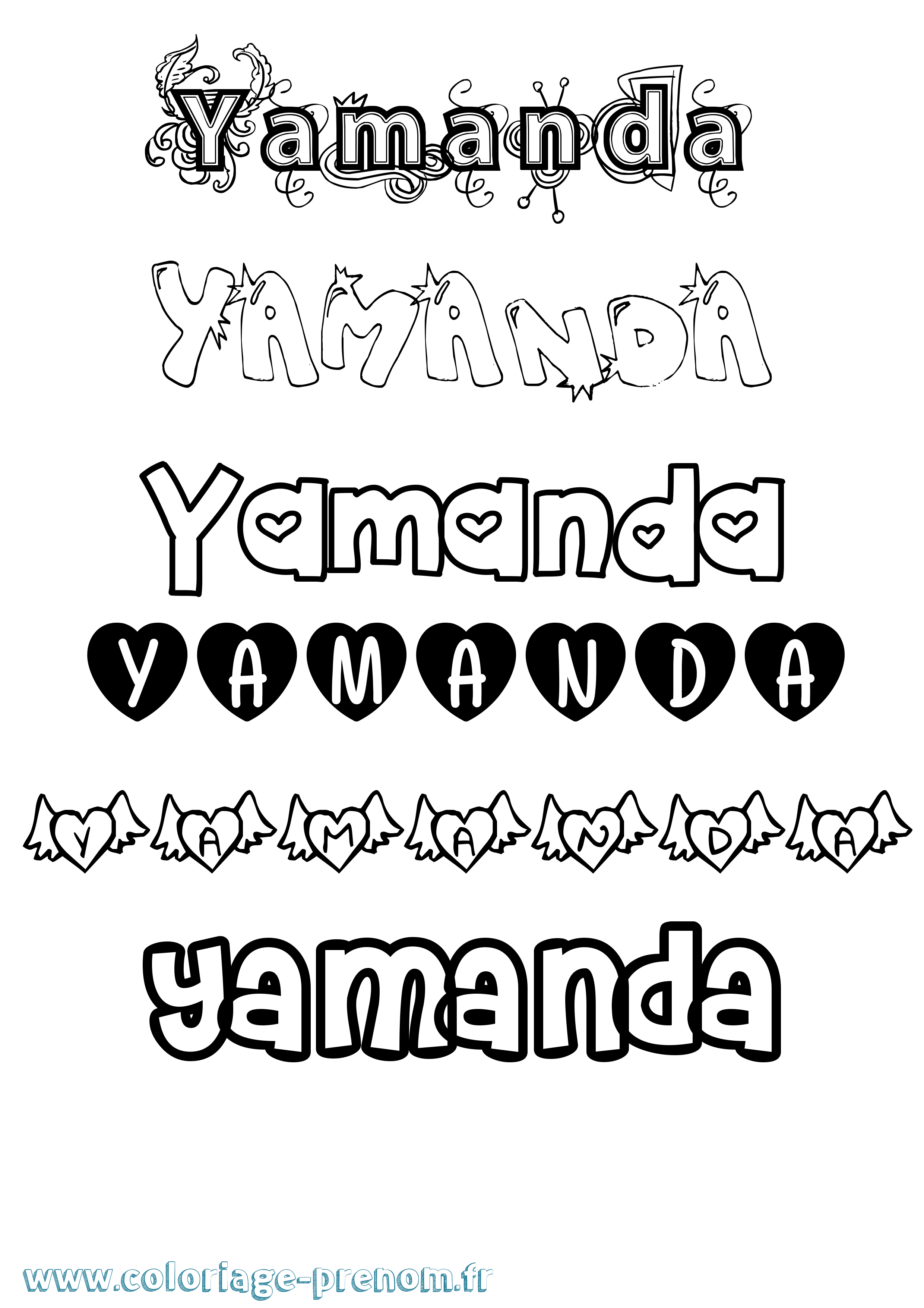 Coloriage prénom Yamanda Girly