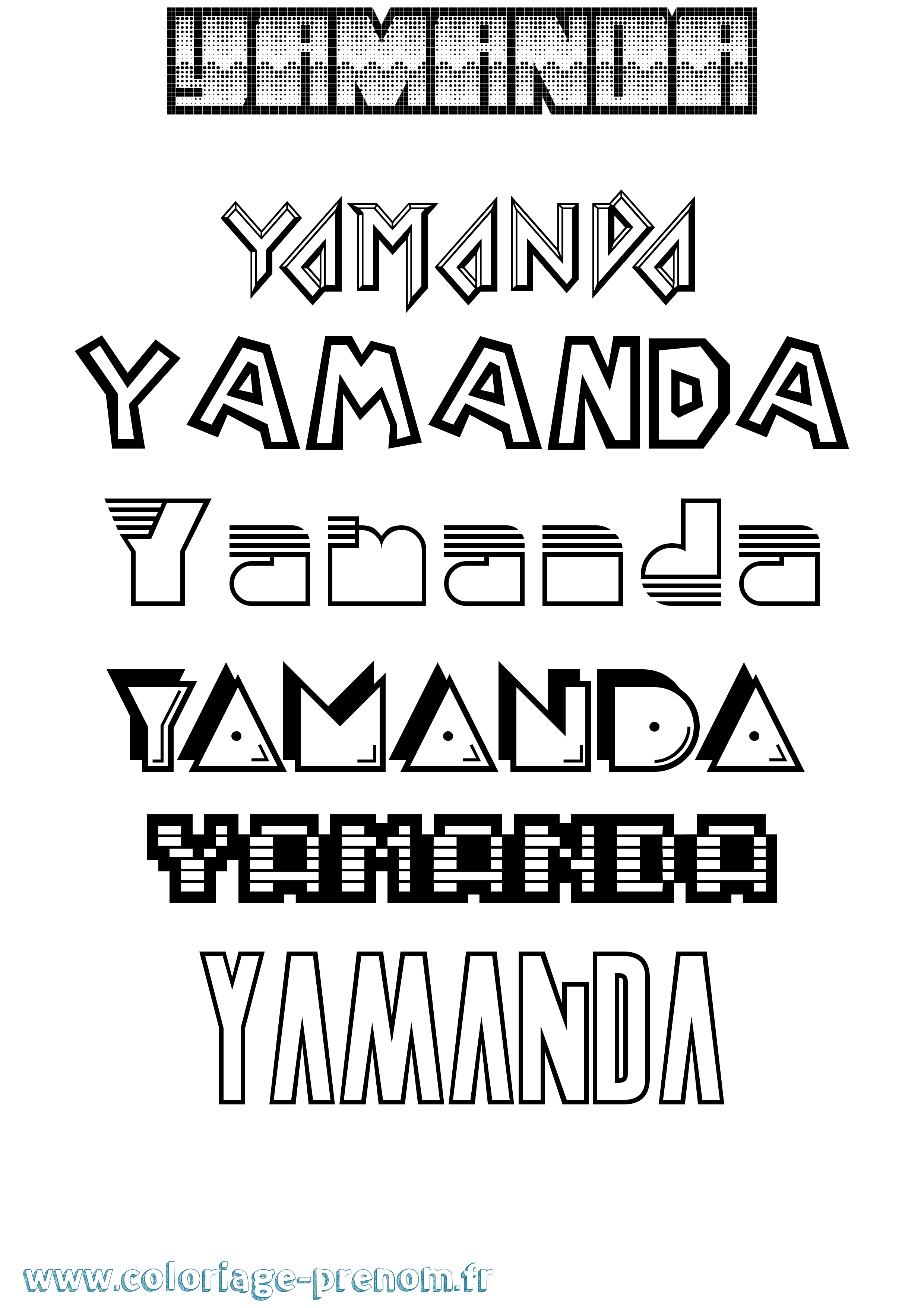 Coloriage prénom Yamanda Jeux Vidéos