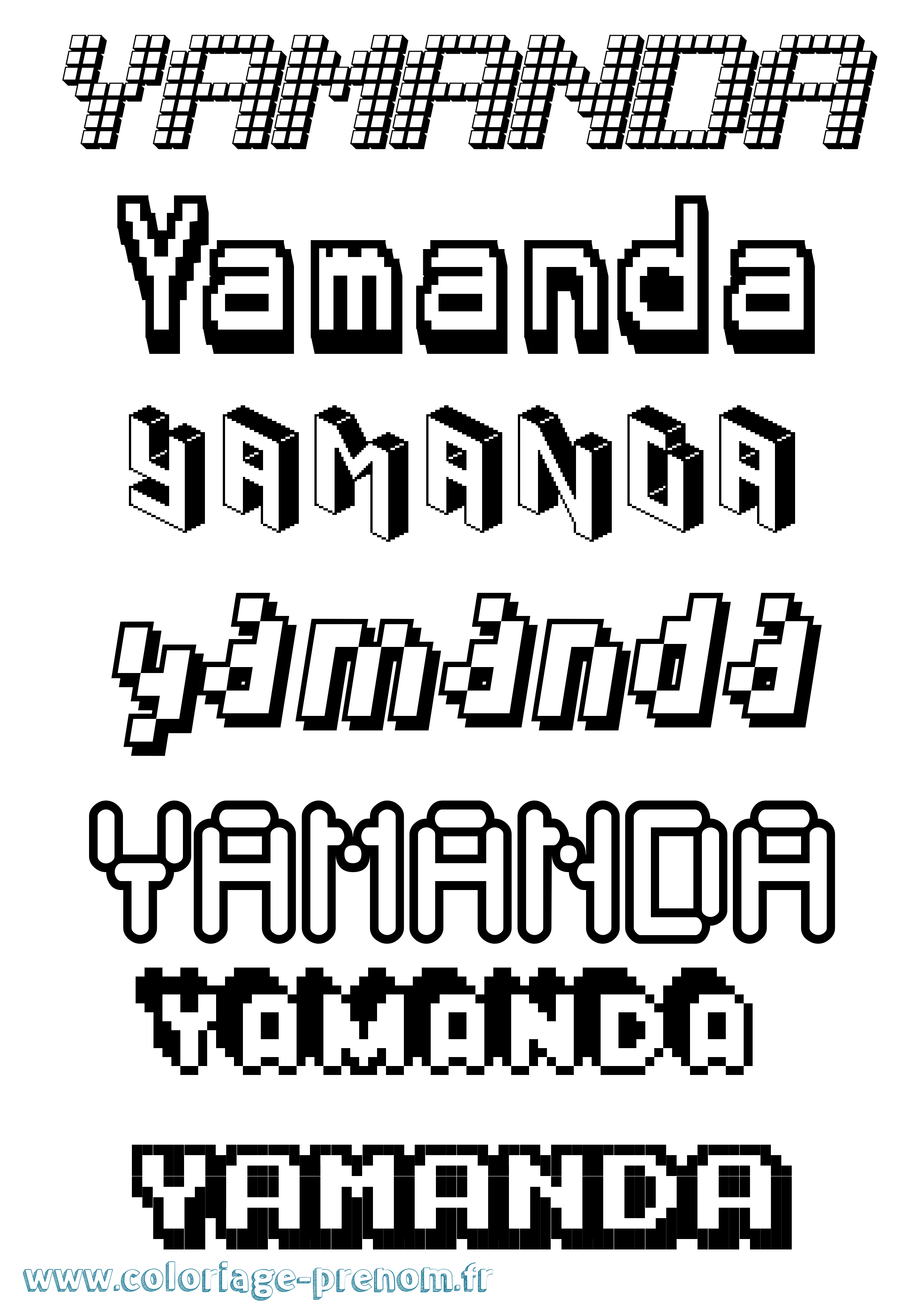 Coloriage prénom Yamanda Pixel