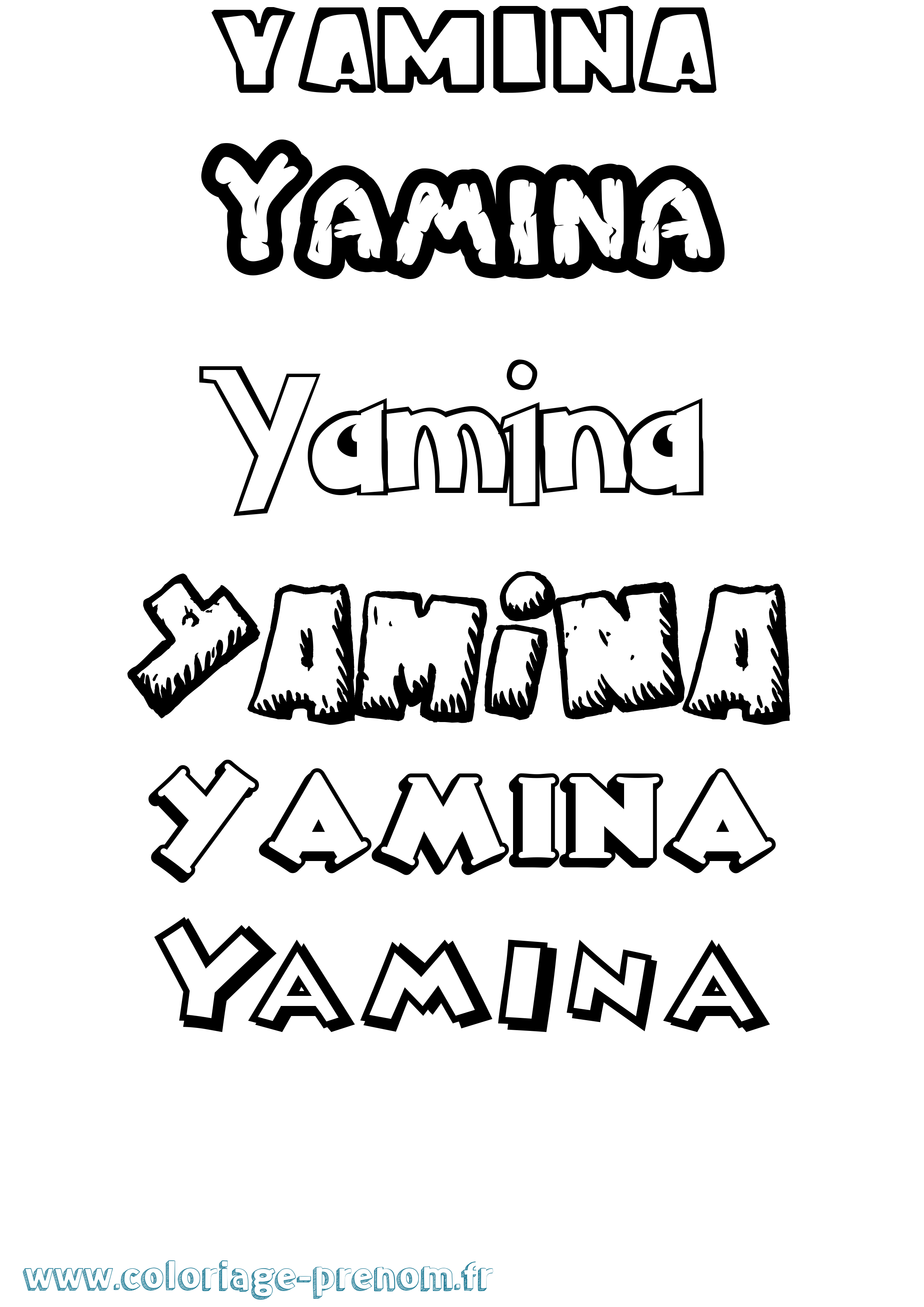 Coloriage prénom Yamina Dessin Animé