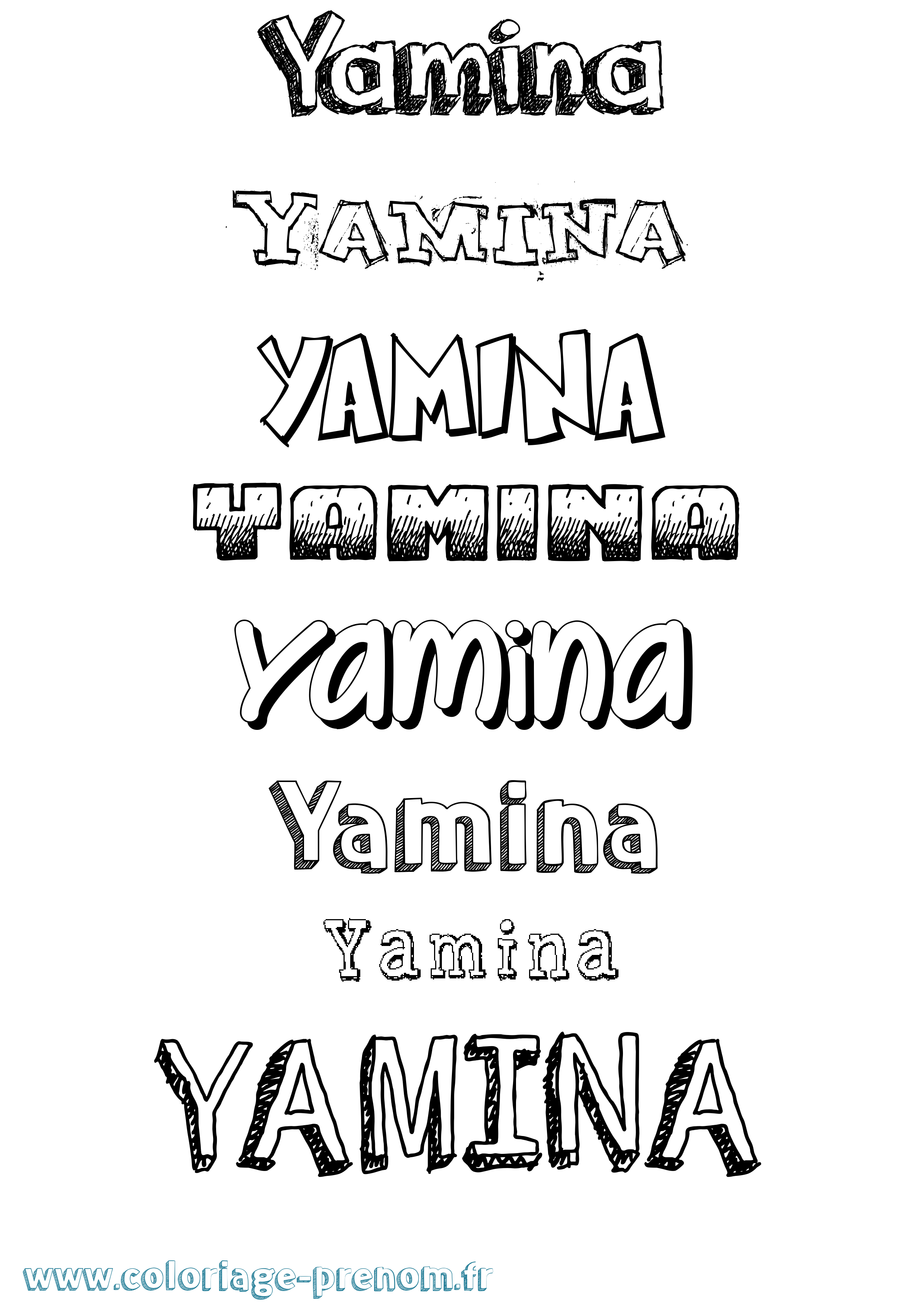 Coloriage prénom Yamina Dessiné