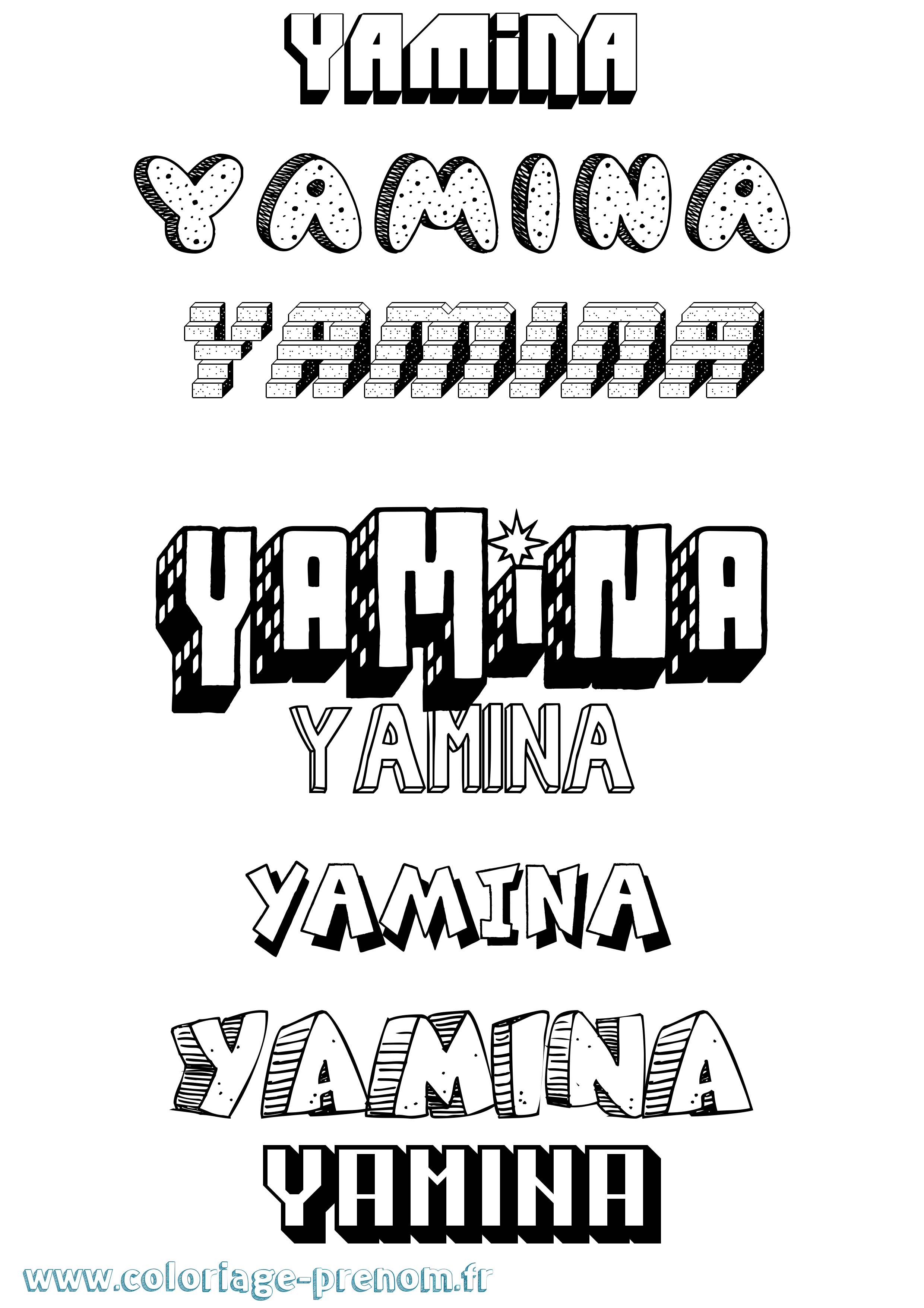 Coloriage prénom Yamina Effet 3D