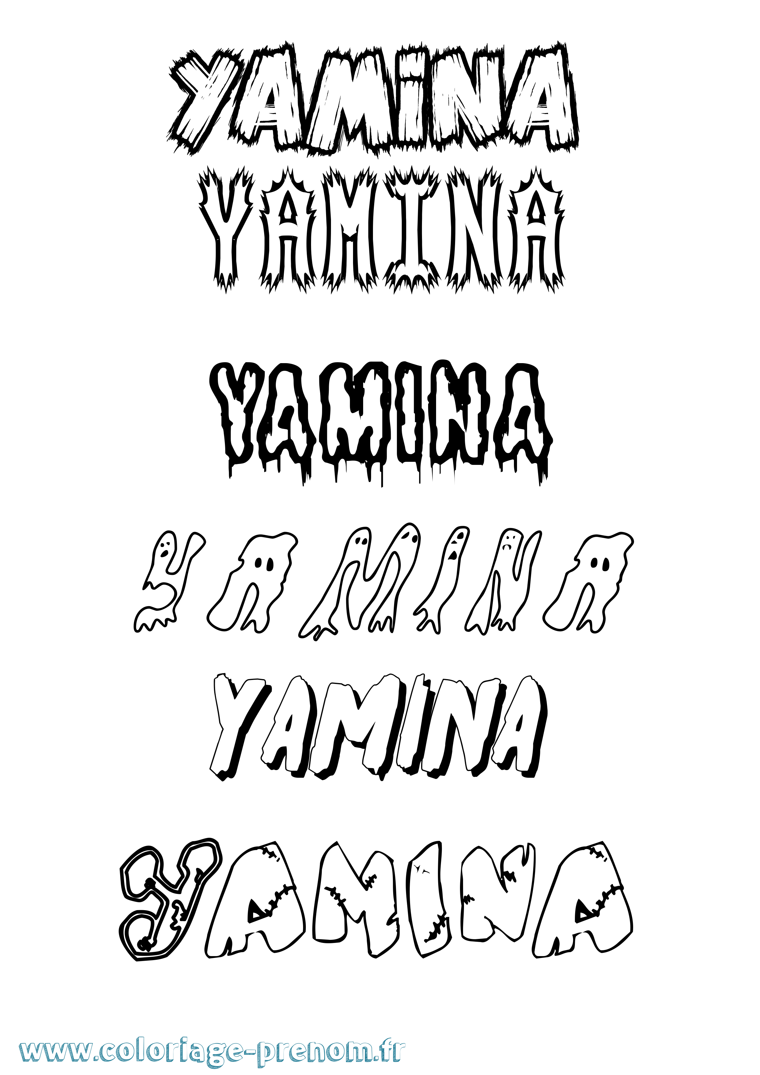 Coloriage prénom Yamina Frisson