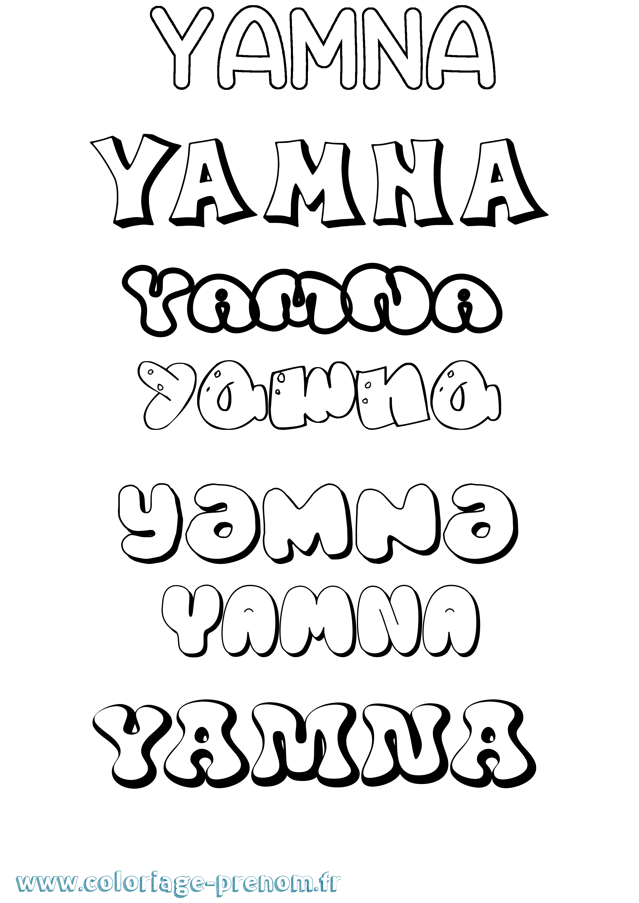 Coloriage Yamna Bubble Coloriage prénom Yamna Bubble