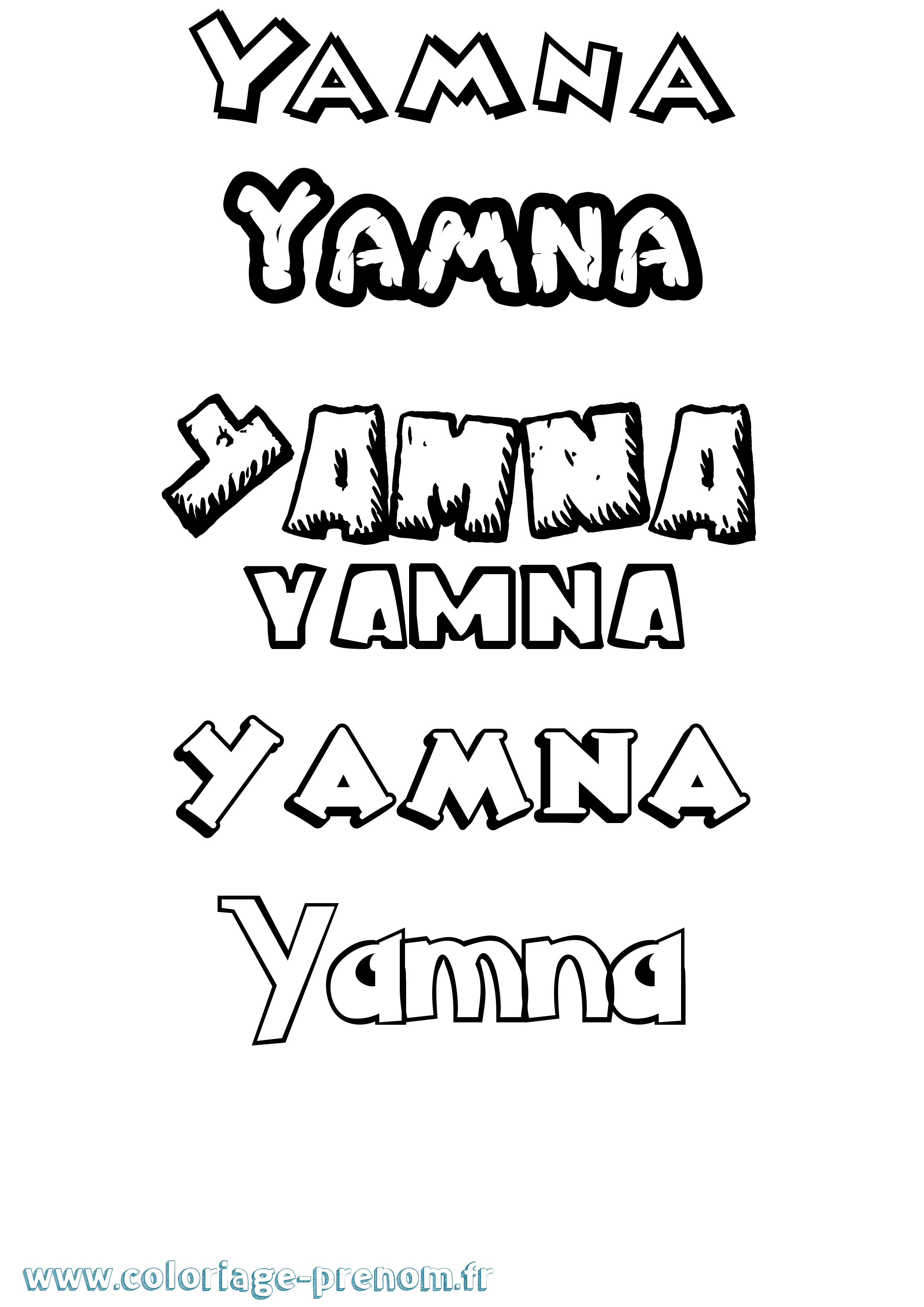 Coloriage Yamna Dessin Animé Coloriage prénom Yamna Dessin Animé