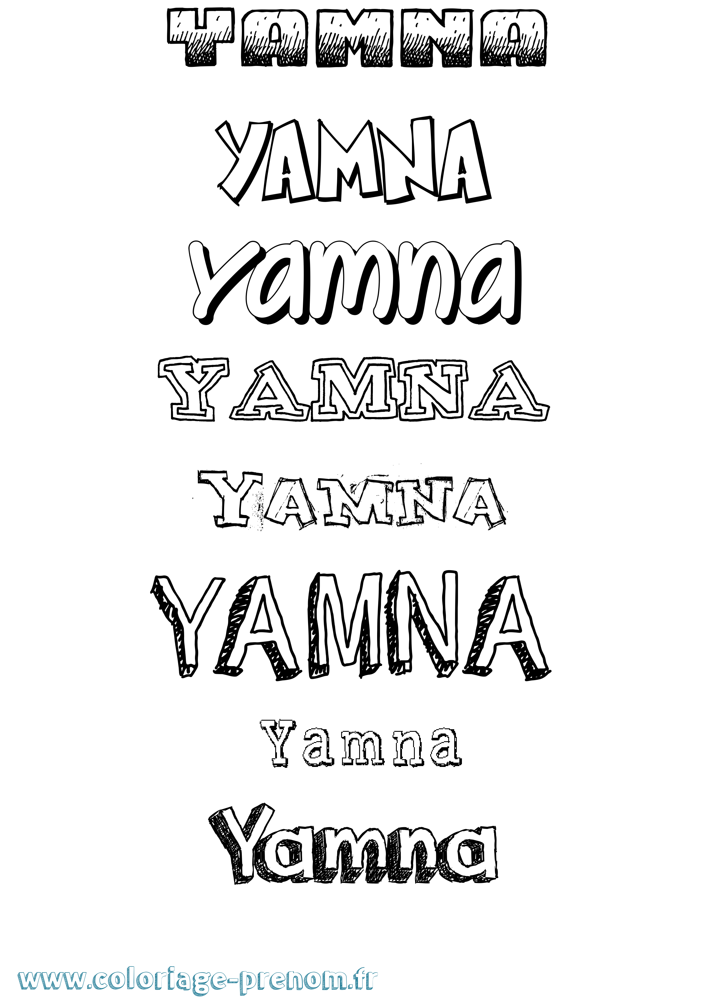 Coloriage Yamna Dessiné Coloriage prénom Yamna Dessiné