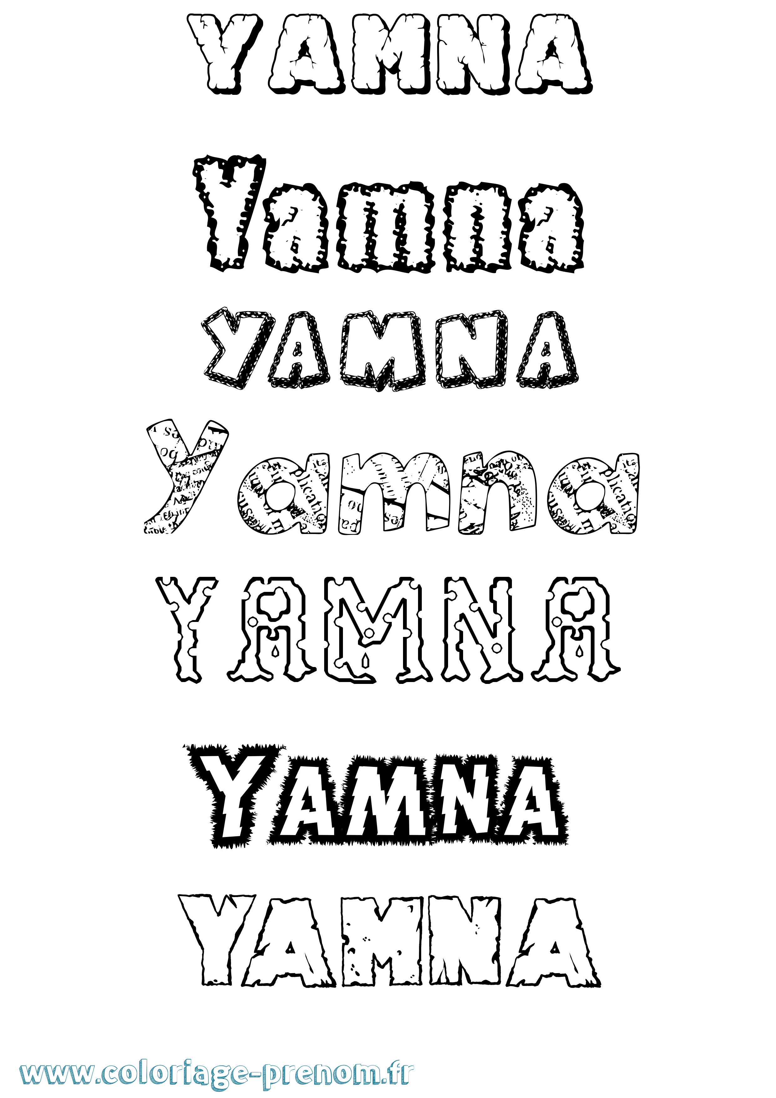 Coloriage Yamna Destructuré Coloriage prénom Yamna Destructuré