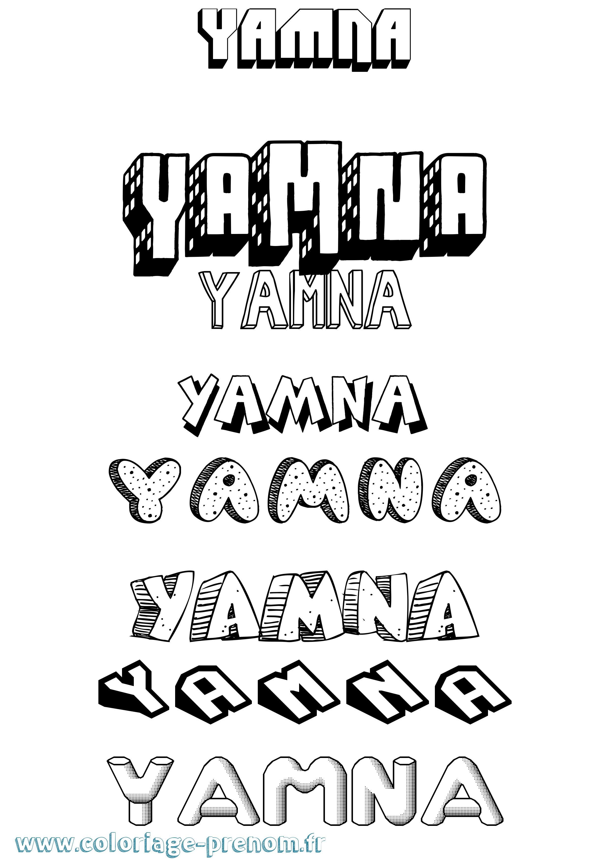 Coloriage Yamna Effet 3D Coloriage prénom Yamna Effet 3D