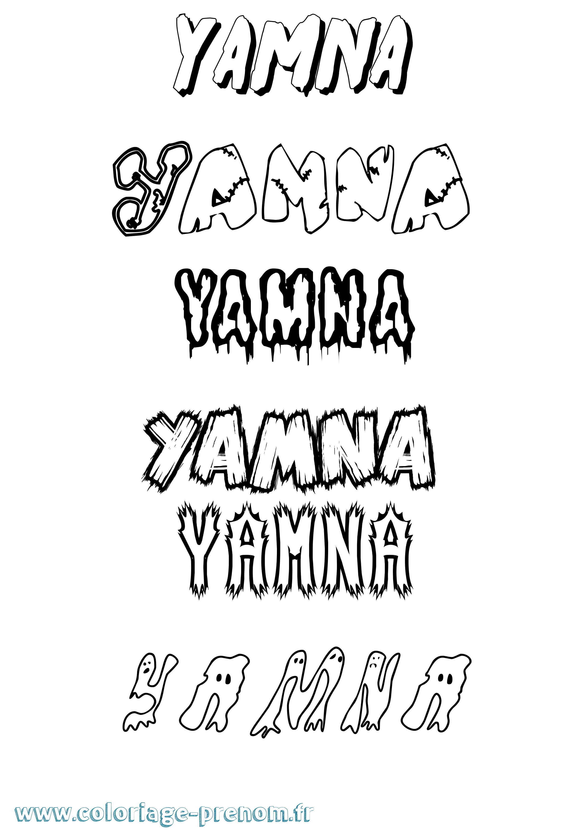 Coloriage Yamna Frisson Coloriage prénom Yamna Frisson