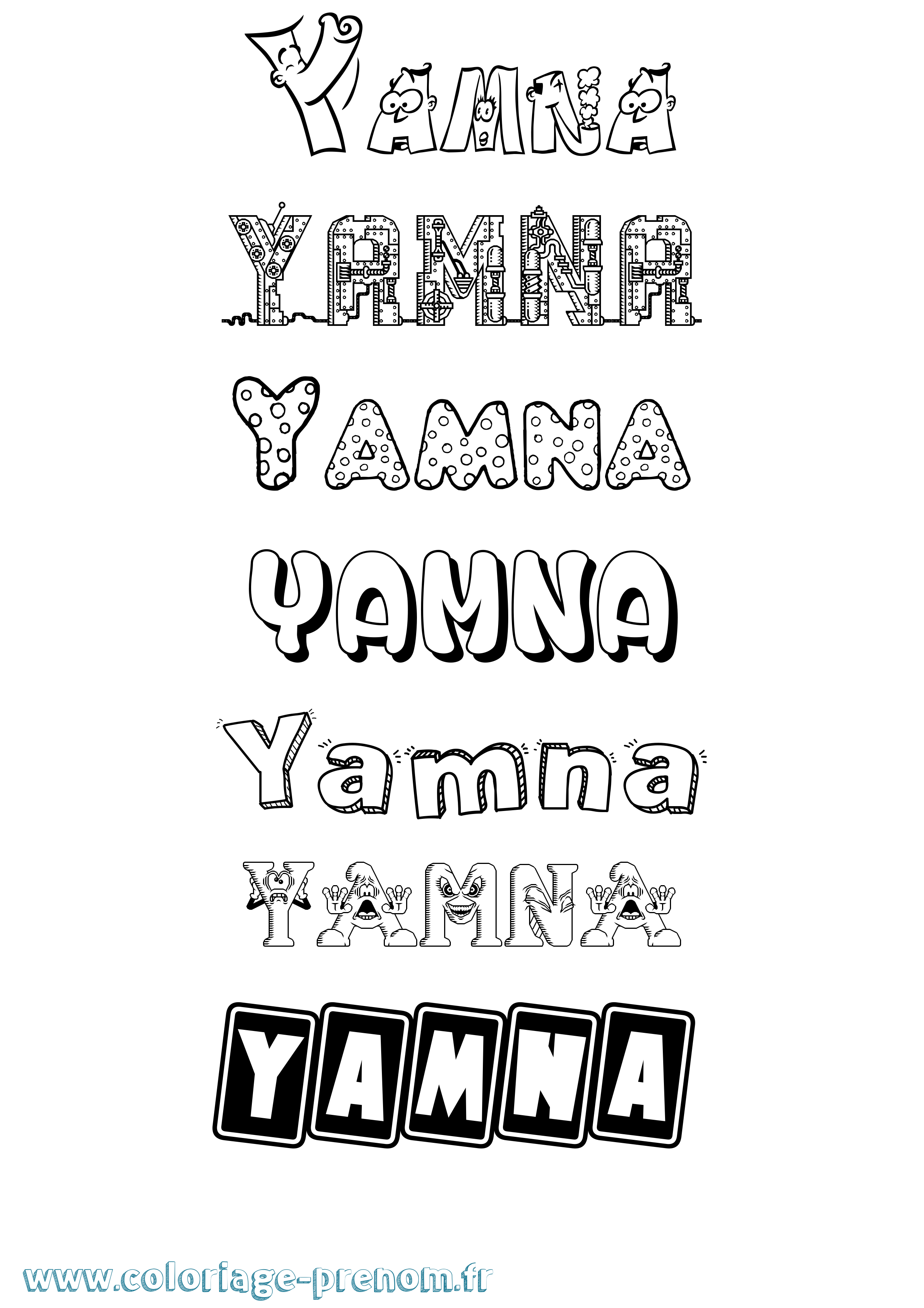 Coloriage Yamna Fun Coloriage prénom Yamna Fun
