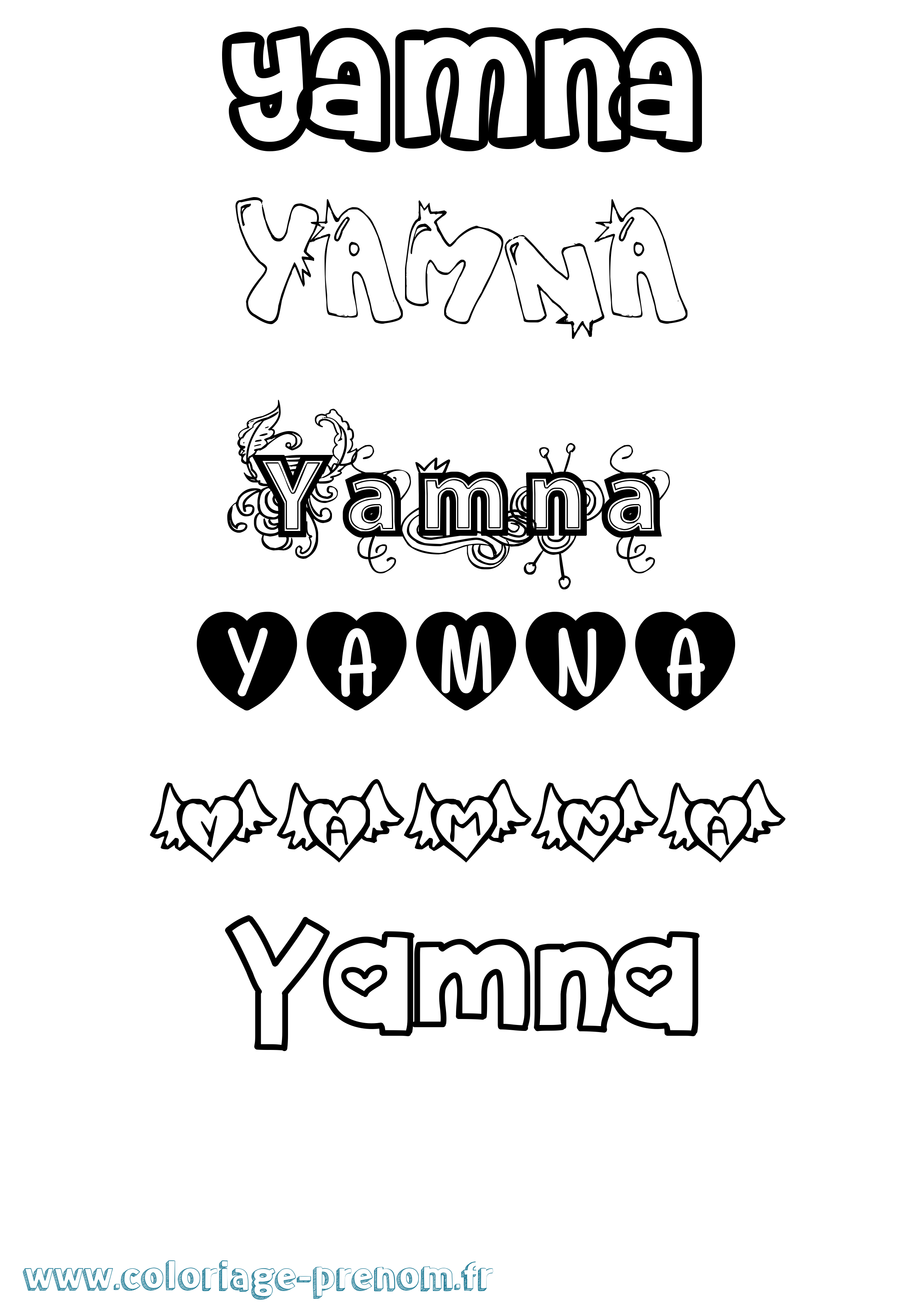 Coloriage Yamna Girly Coloriage prénom Yamna Girly