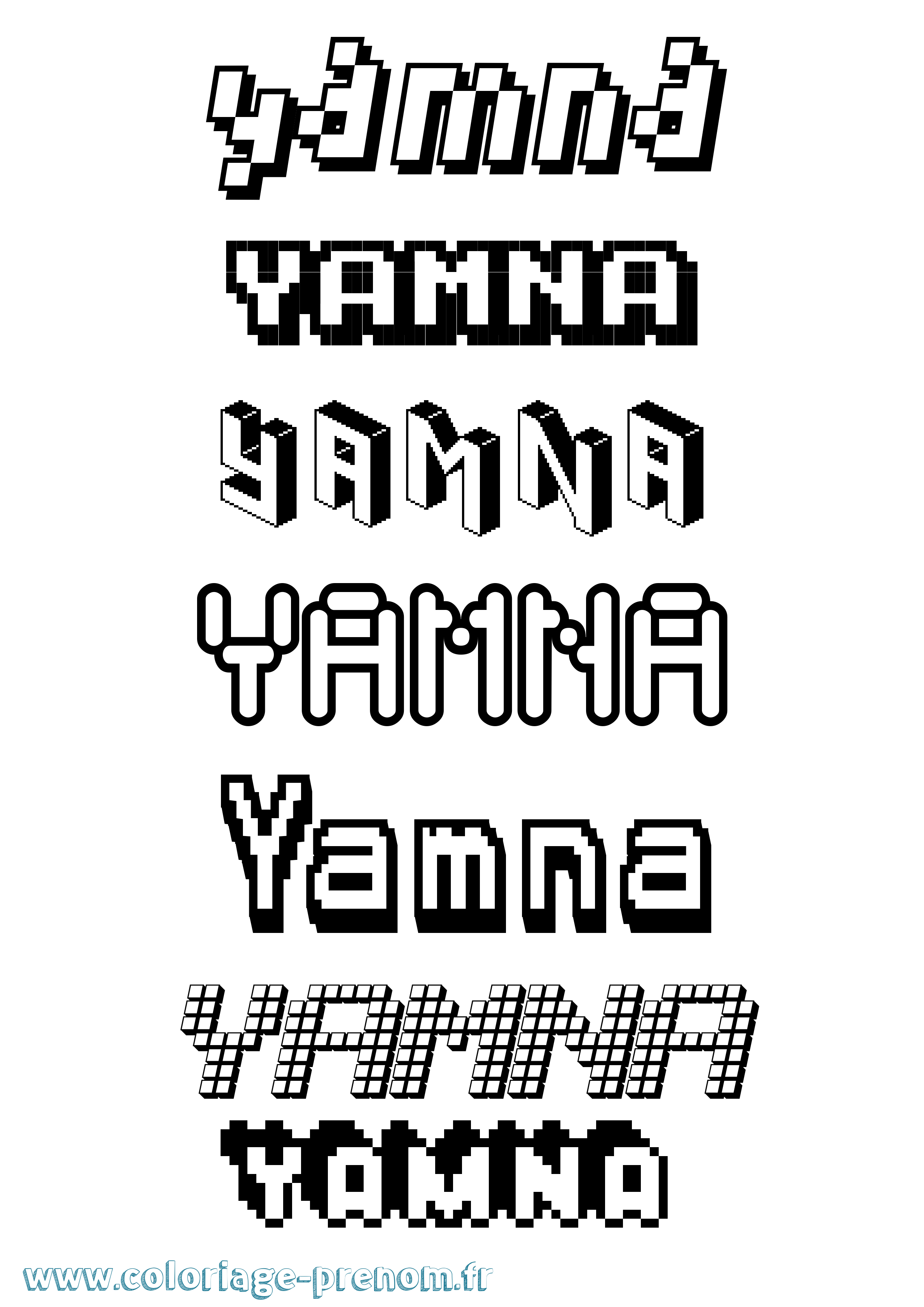 Coloriage Yamna Pixel Coloriage prénom Yamna Pixel