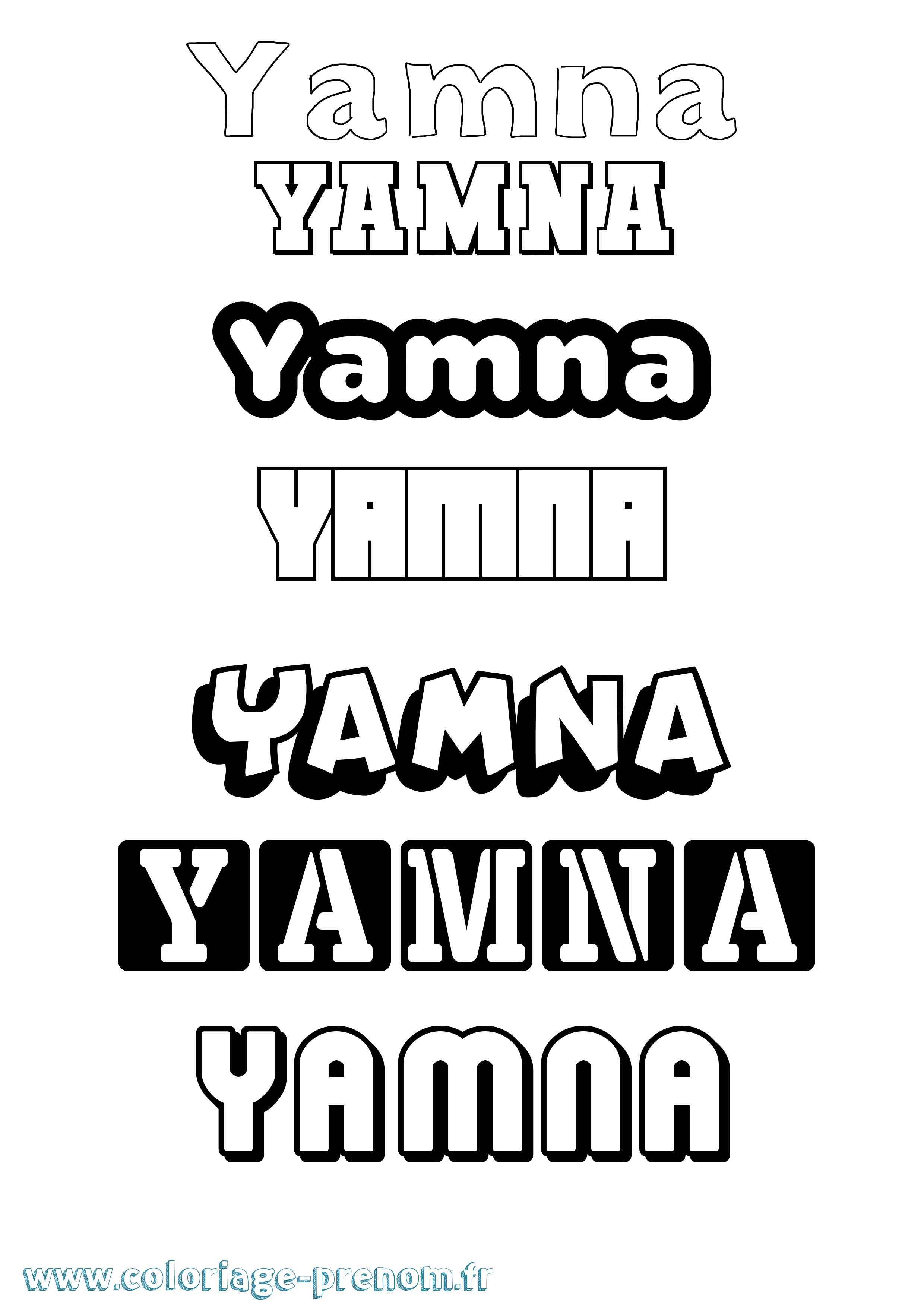 Coloriage Yamna Simple Coloriage prénom Yamna Simple