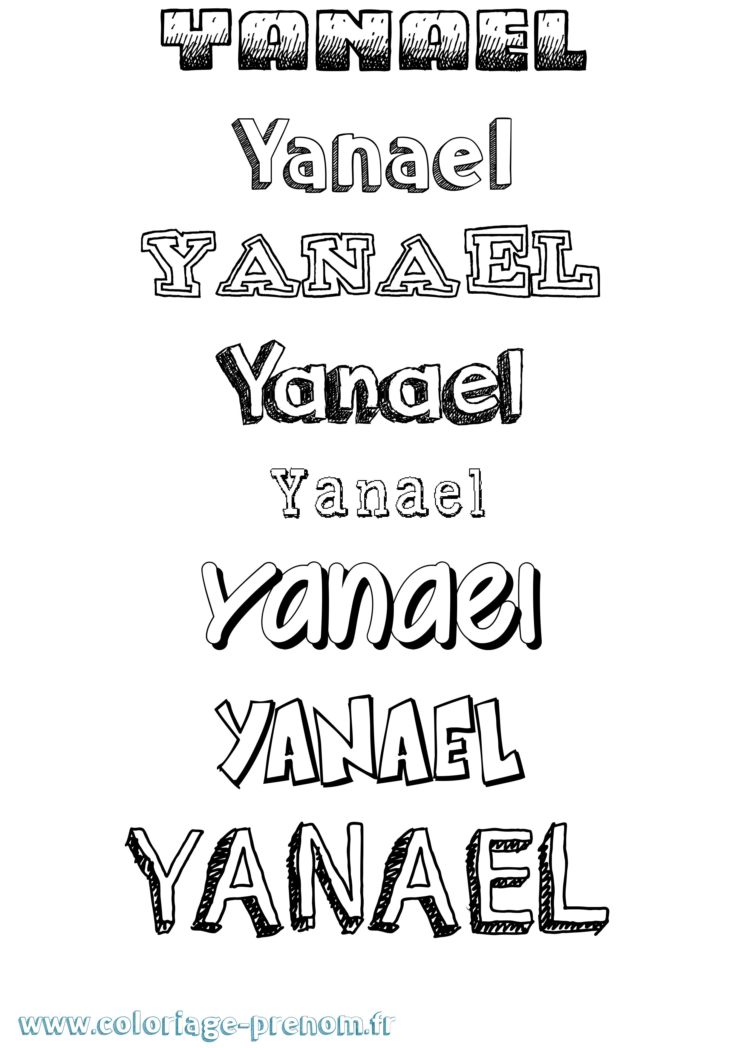 Coloriage prénom Yanael Dessiné