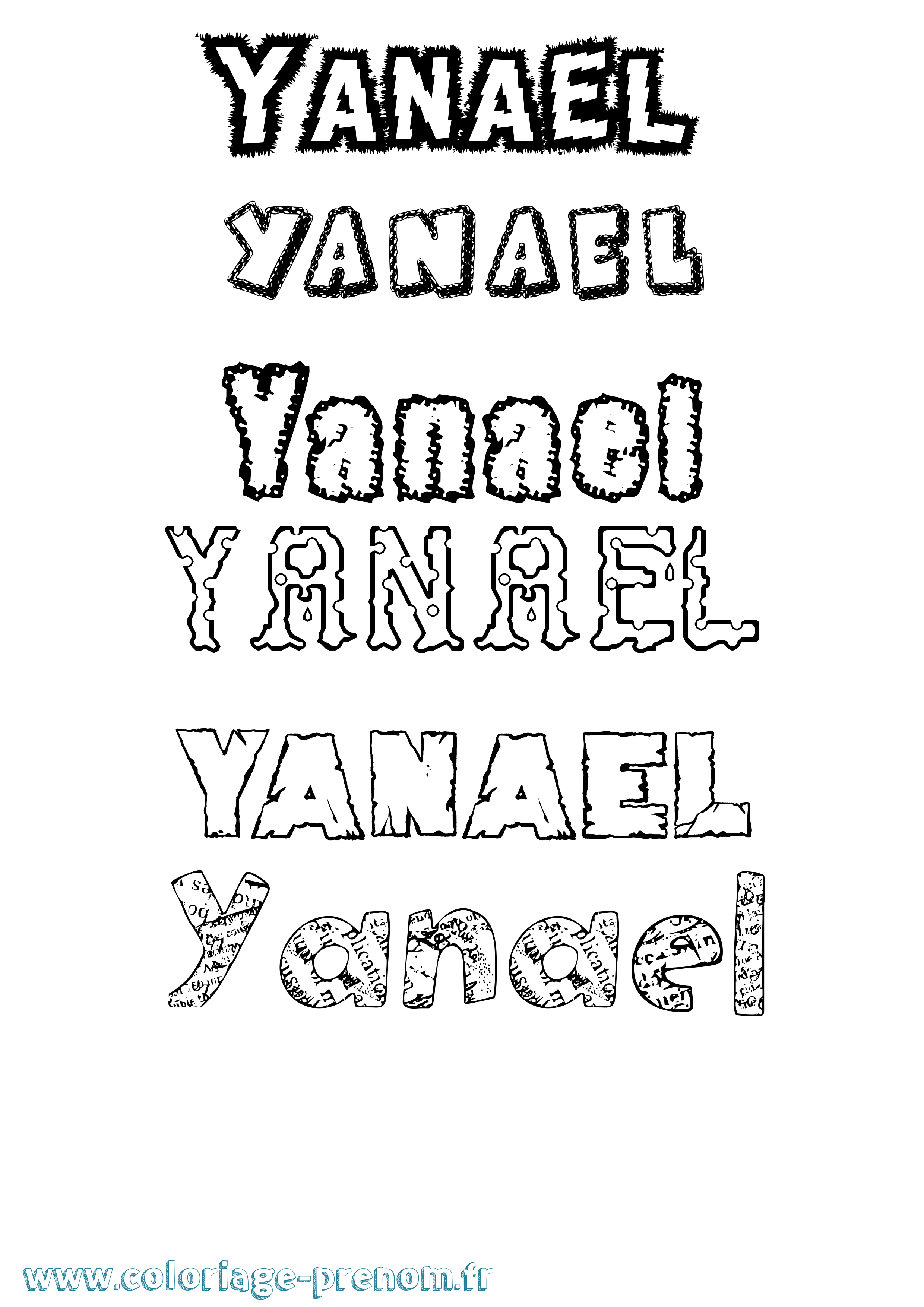 Coloriage prénom Yanael Destructuré