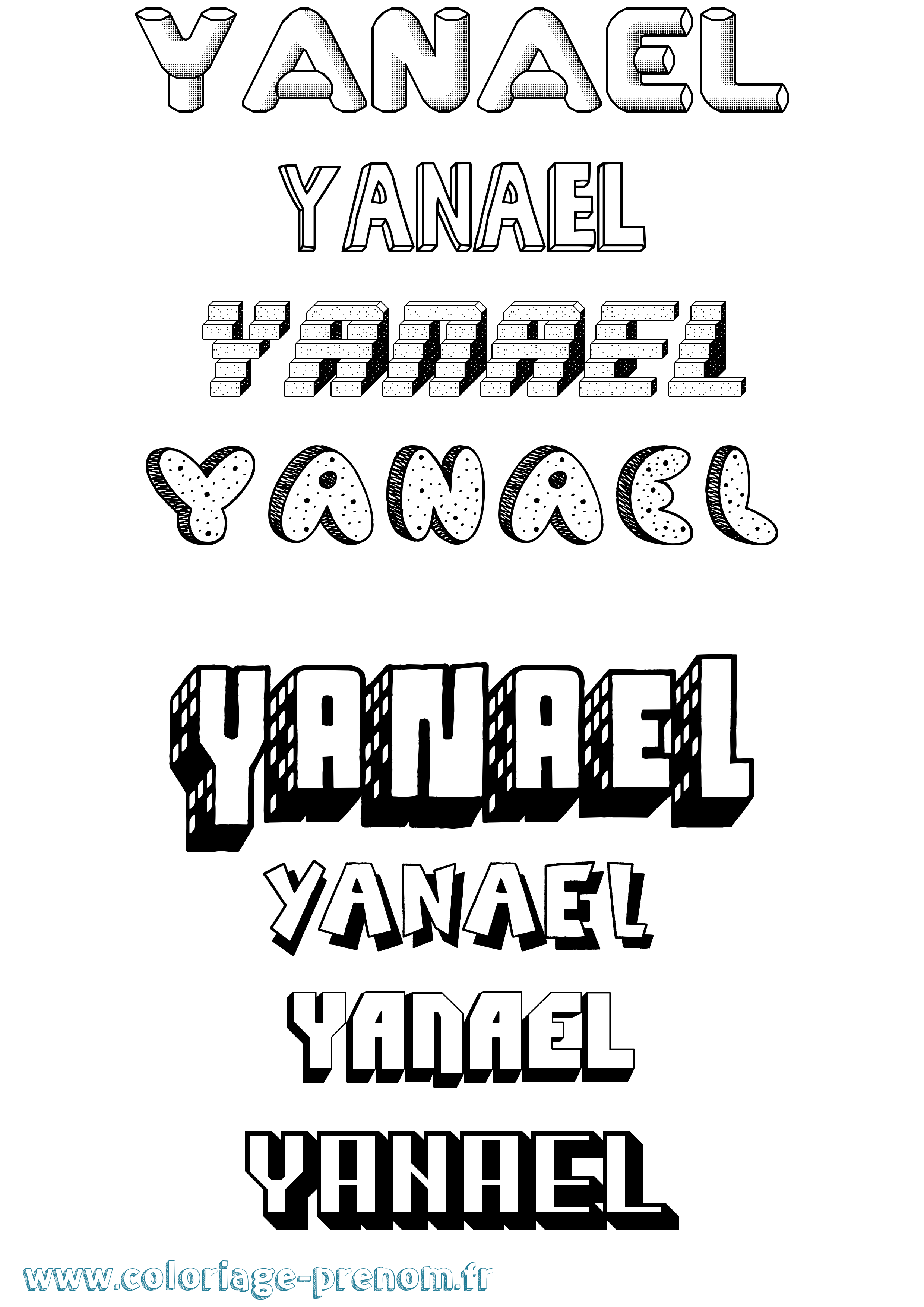 Coloriage prénom Yanael Effet 3D