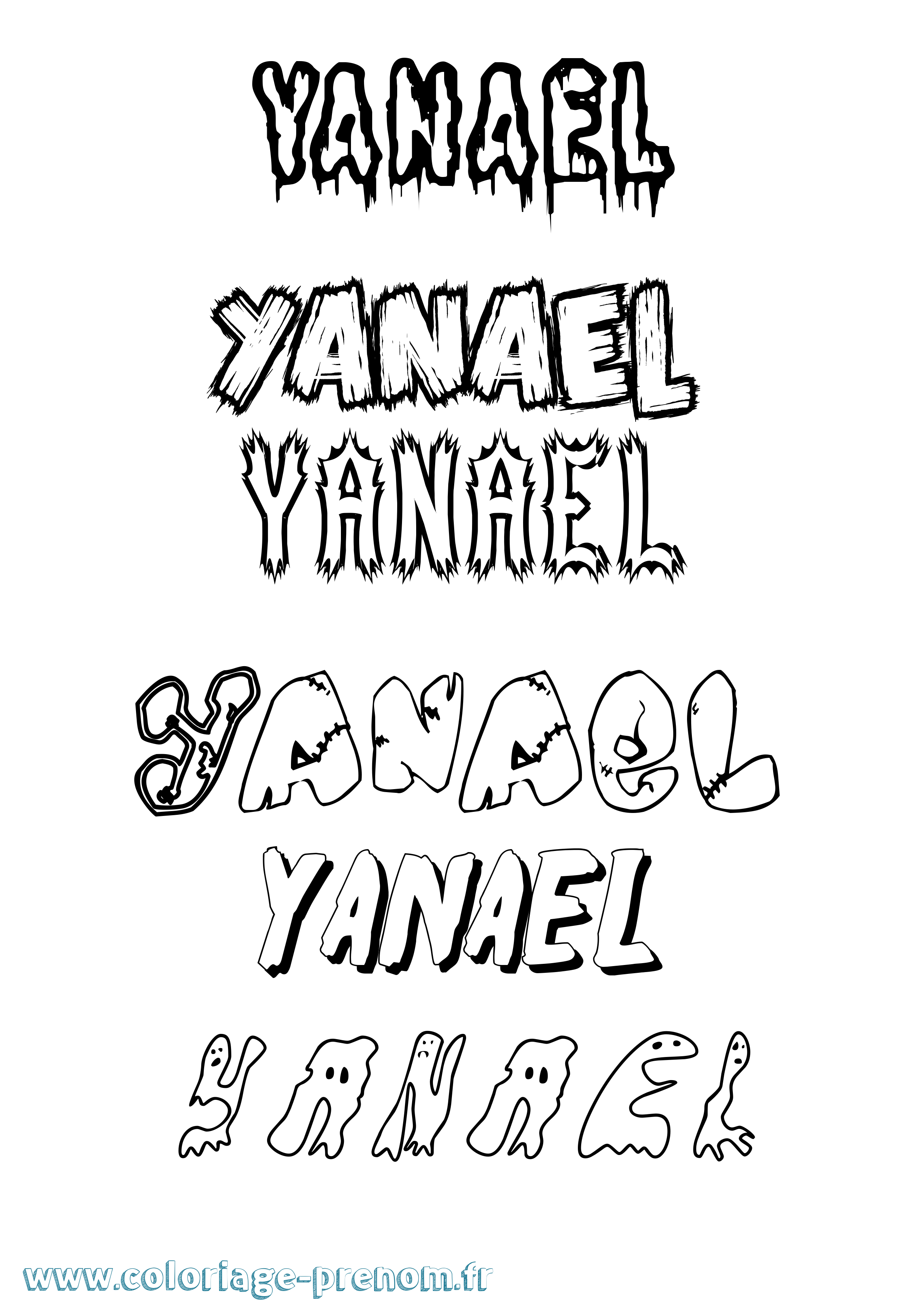 Coloriage prénom Yanael Frisson
