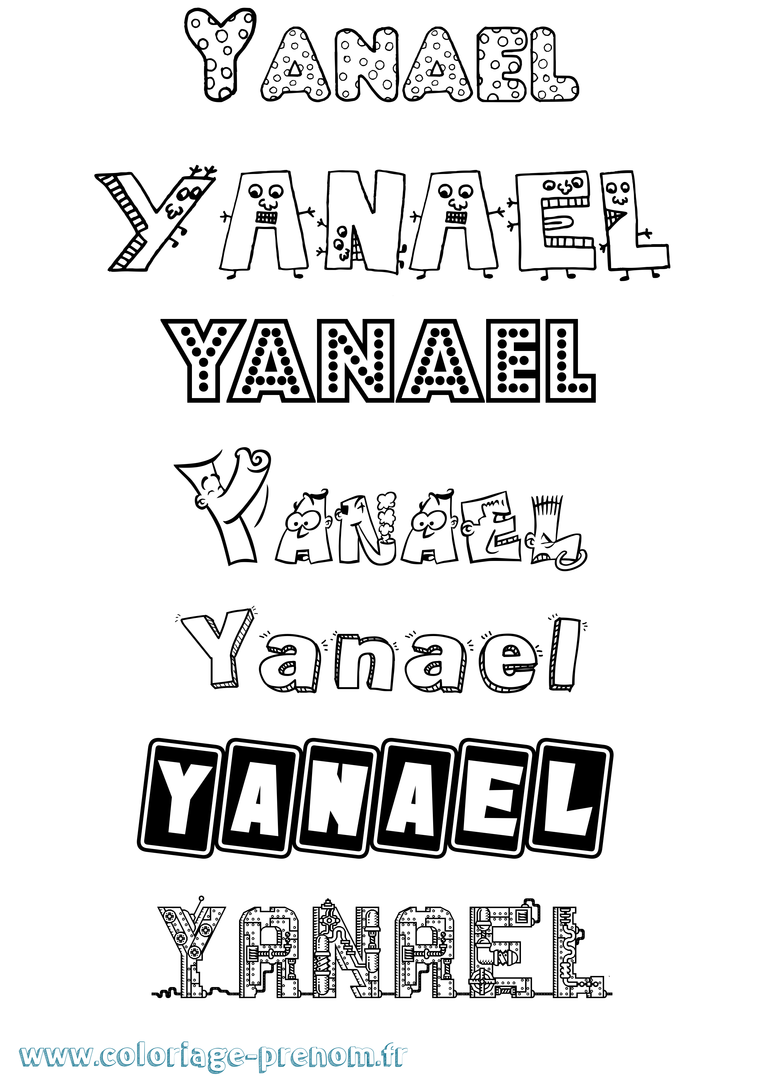 Coloriage prénom Yanael Fun