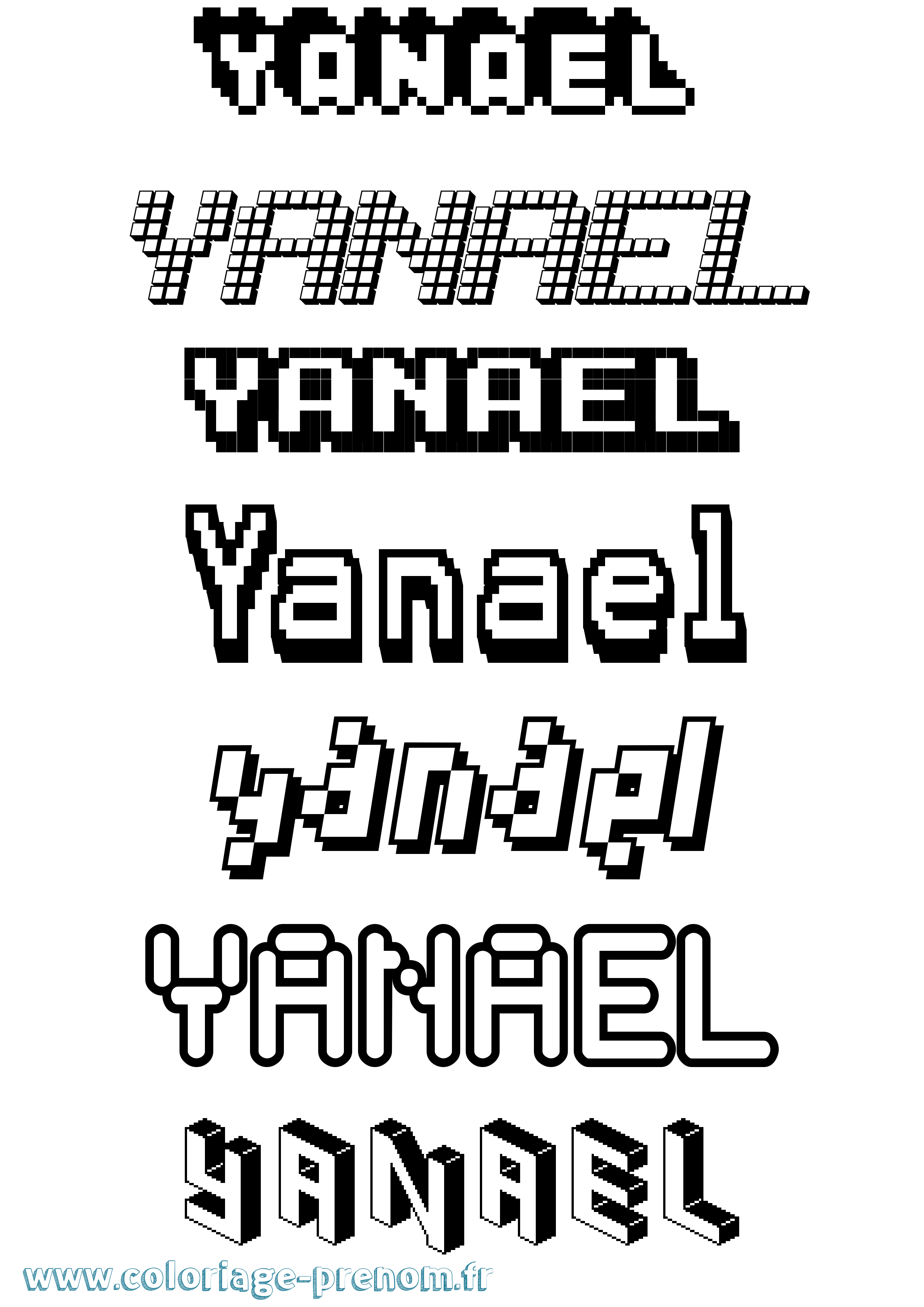 Coloriage prénom Yanael Pixel