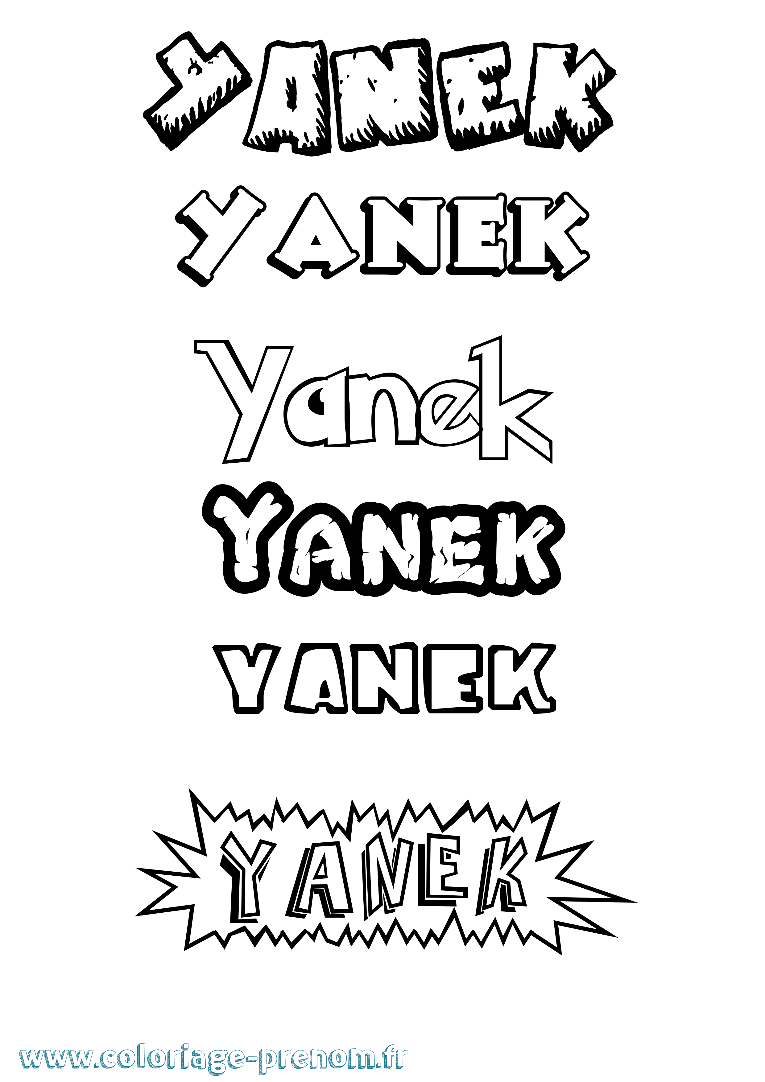 Coloriage prénom Yanek Dessin Animé
