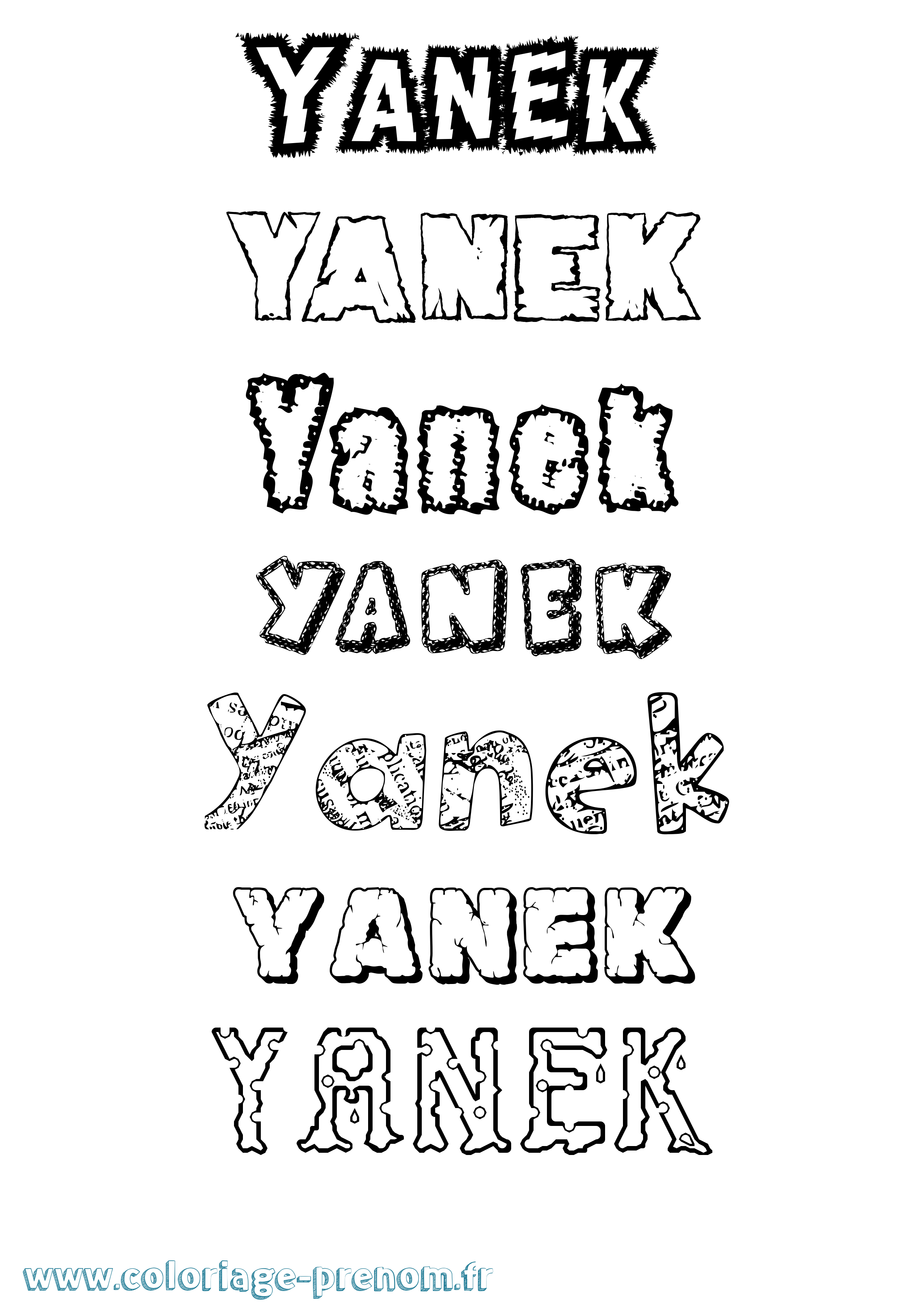Coloriage prénom Yanek Destructuré