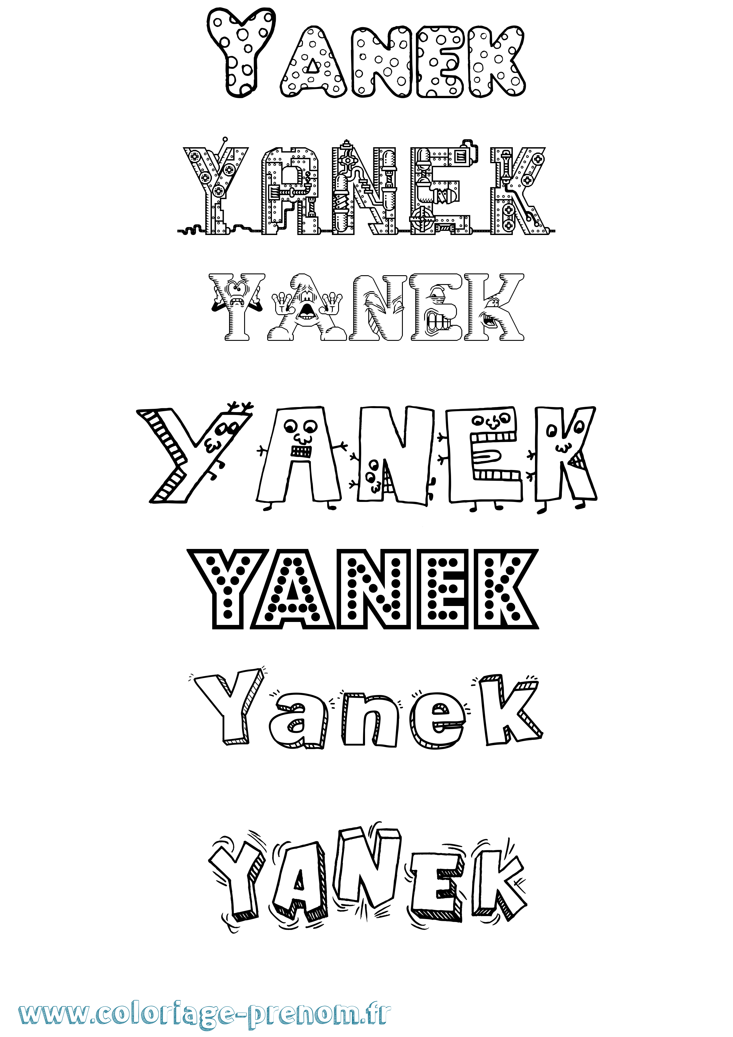 Coloriage prénom Yanek Fun