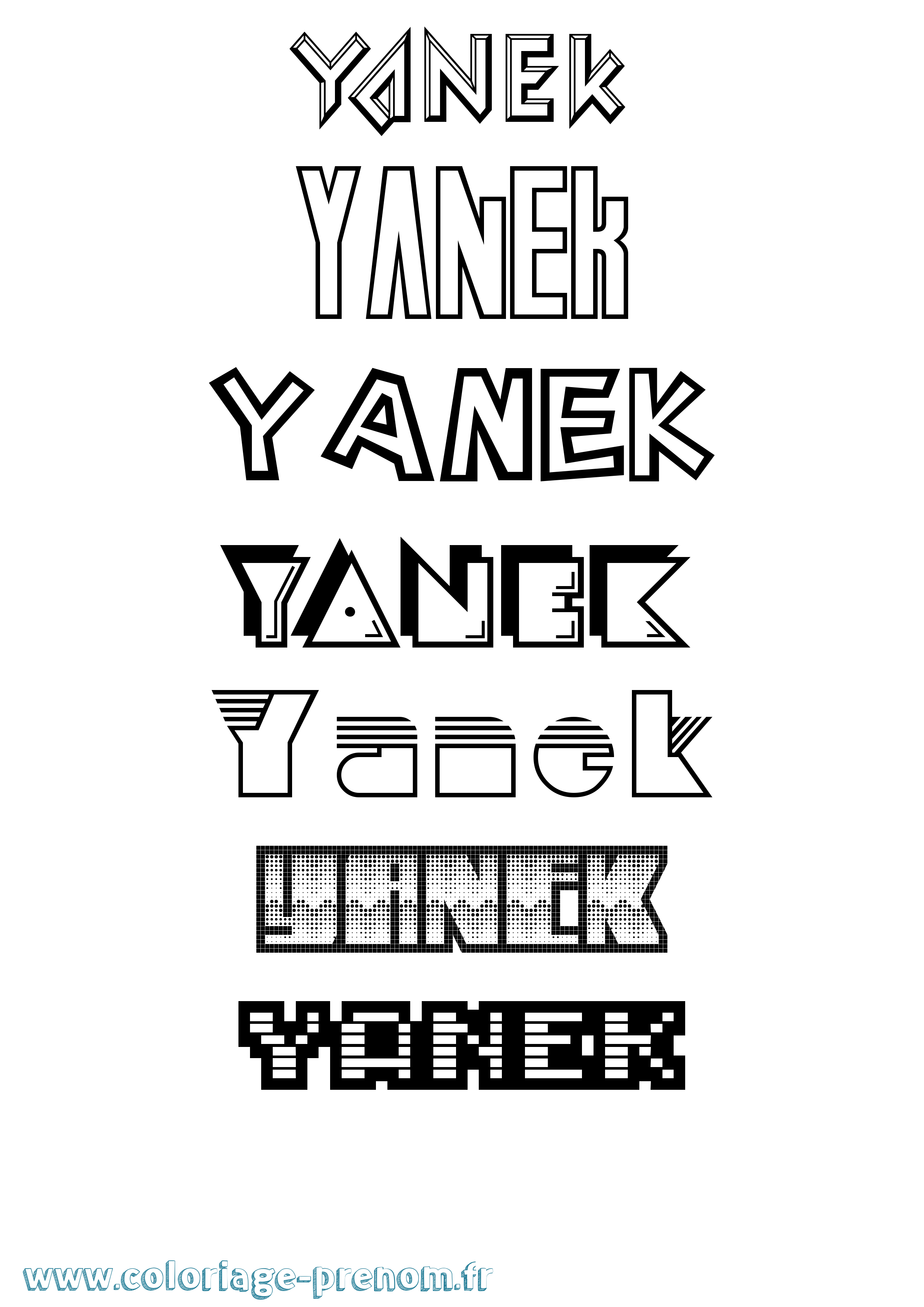 Coloriage prénom Yanek Jeux Vidéos