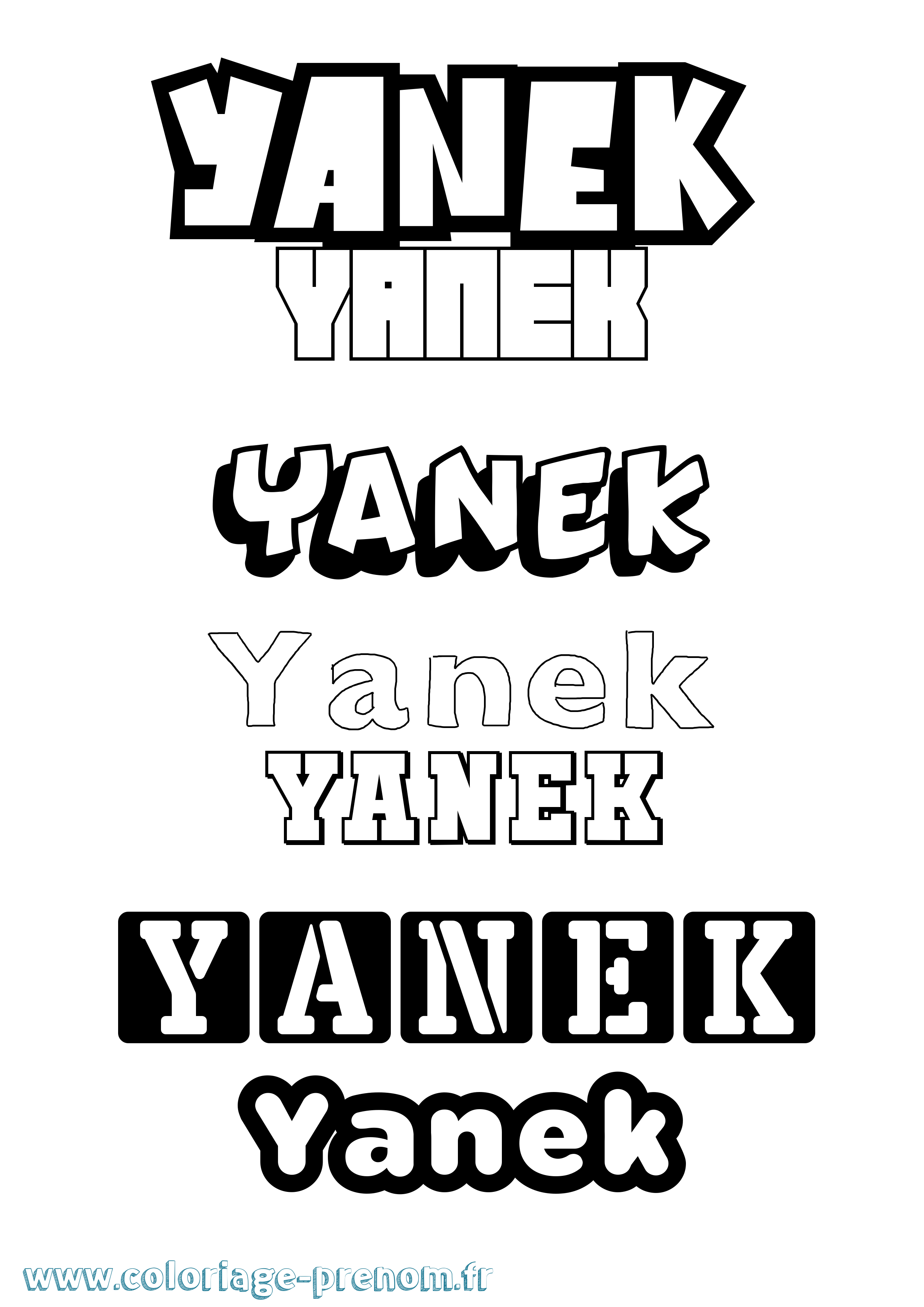 Coloriage prénom Yanek Simple