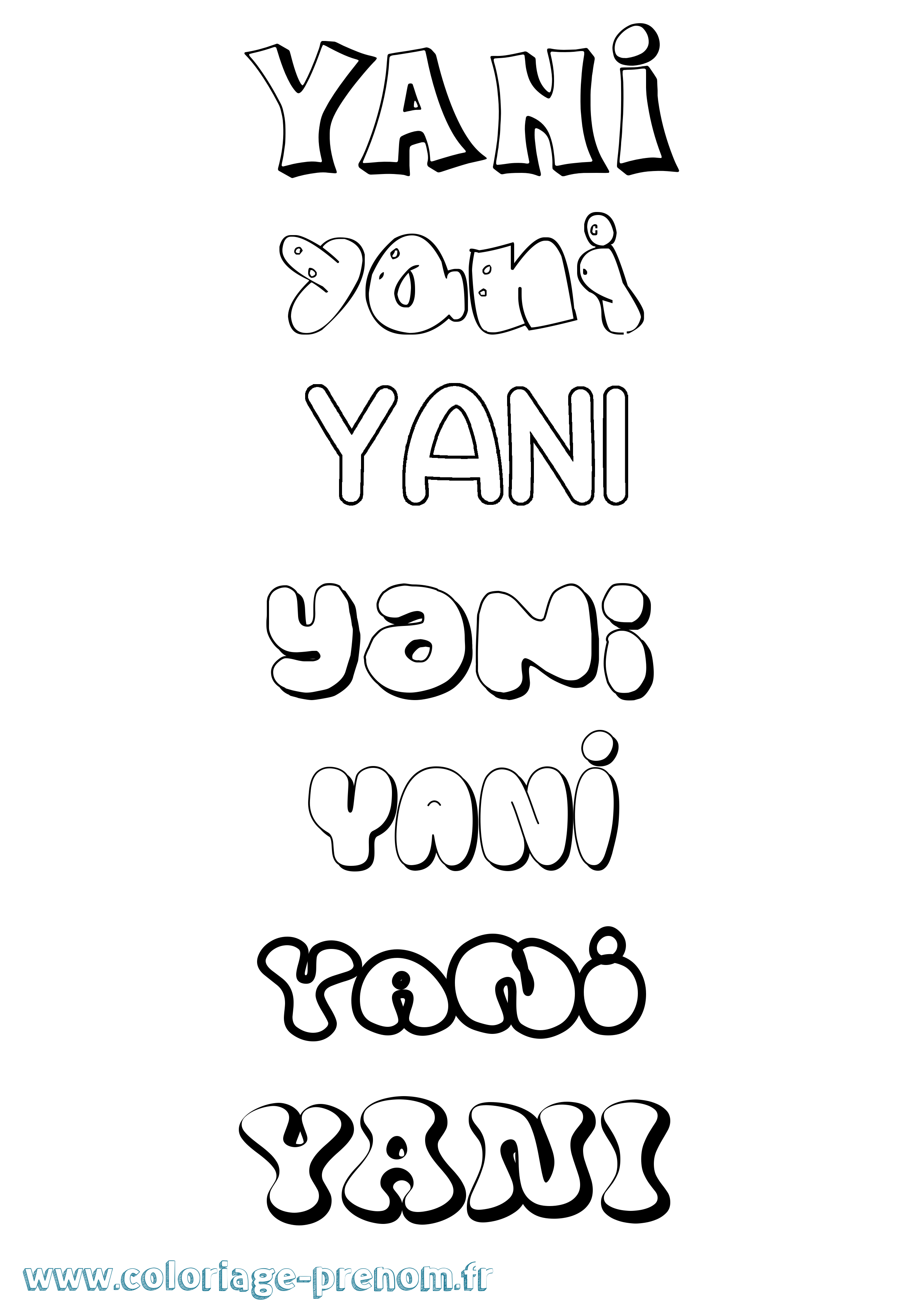 Coloriage Yani Coloriage prénom Yani