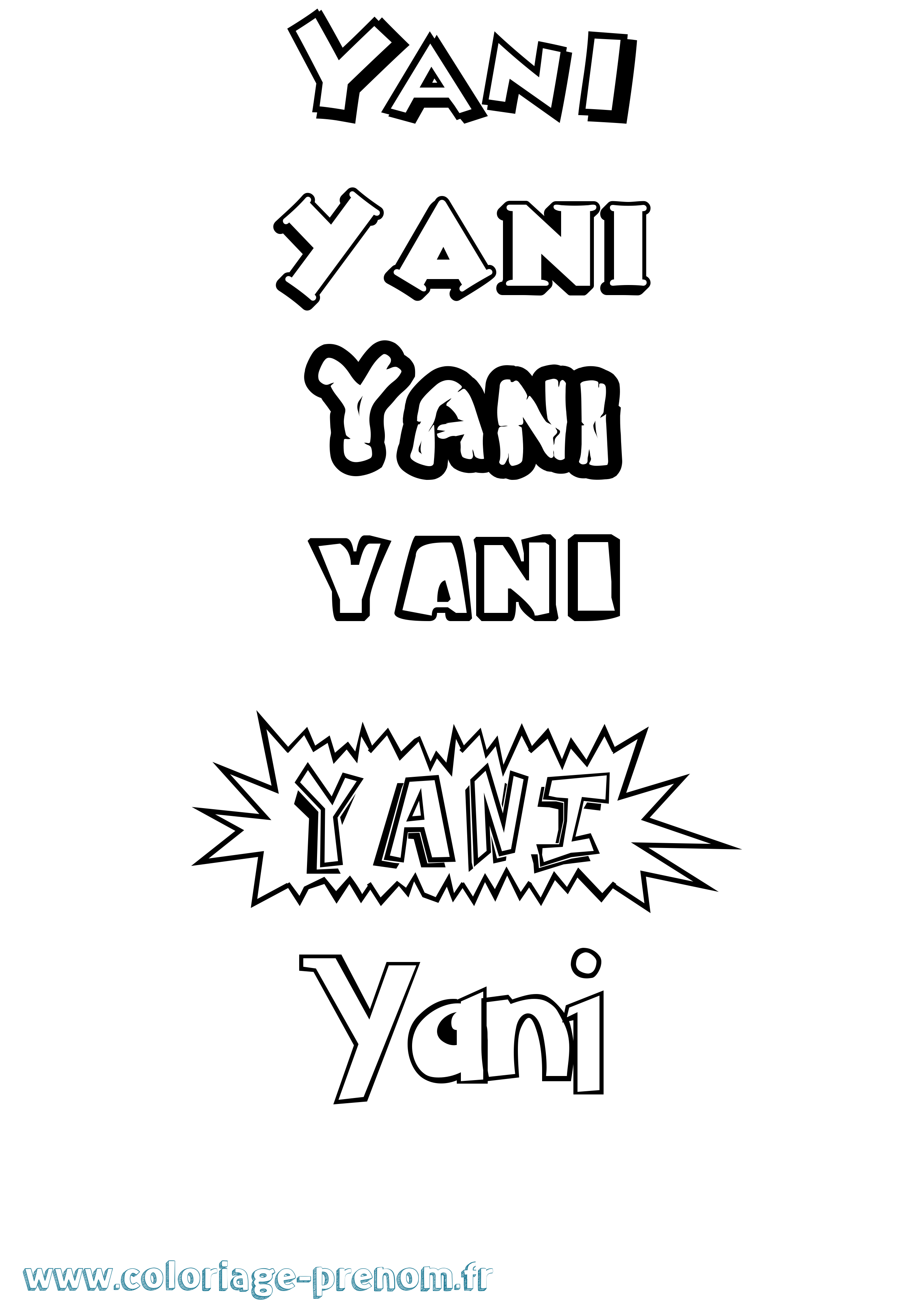 Coloriage prénom Yani Dessin Animé