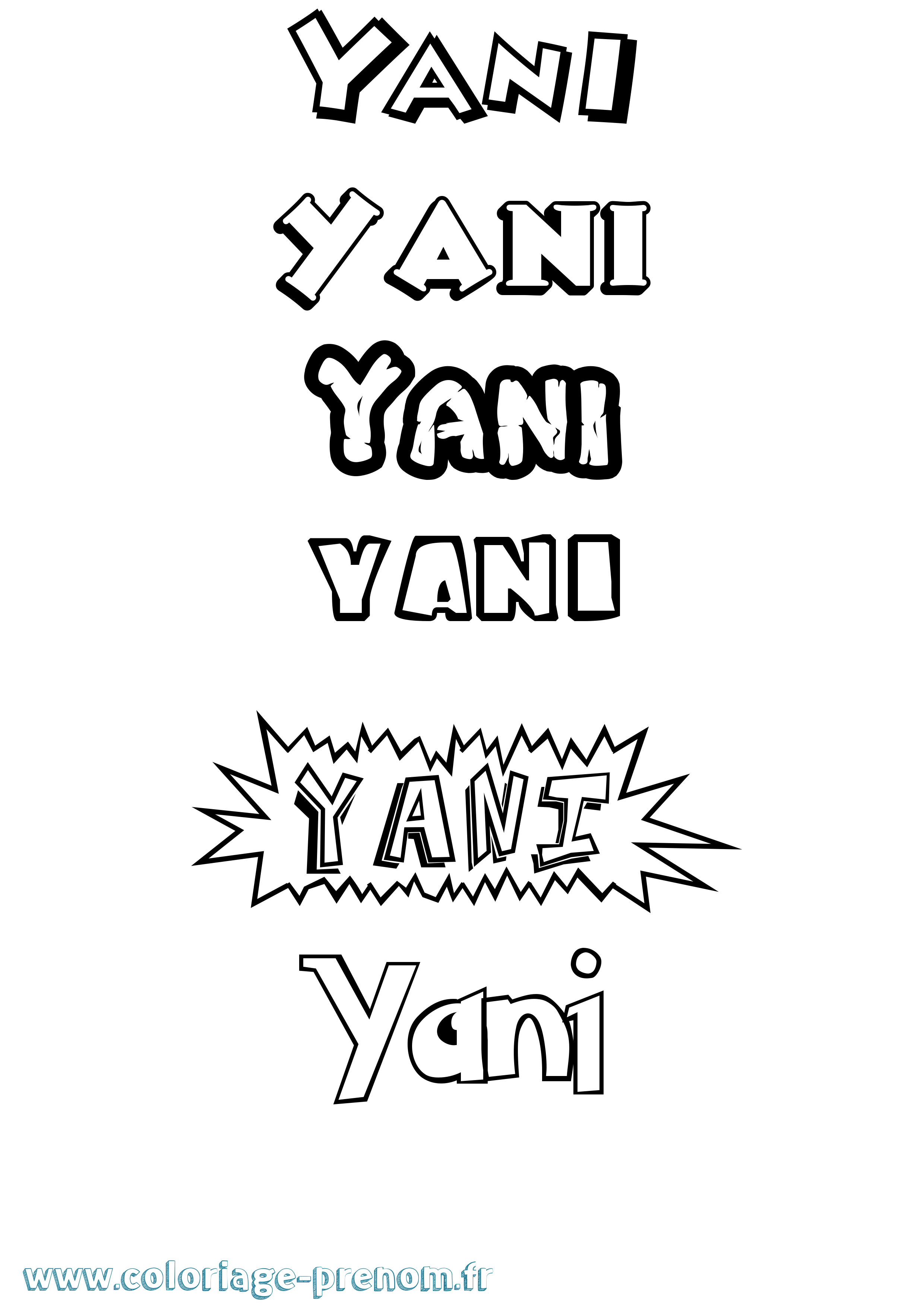 Coloriage Yani Coloriage prénom Yani