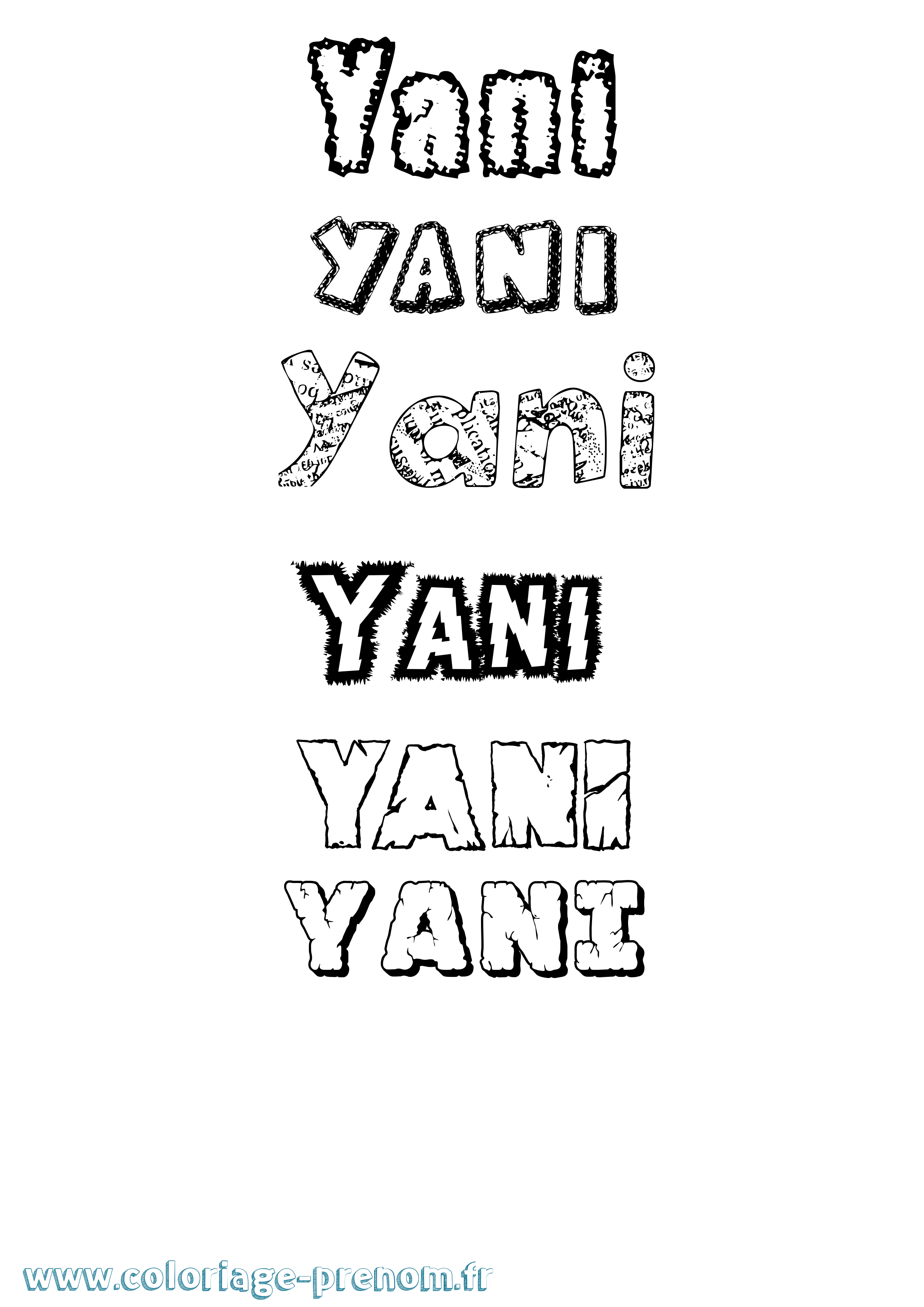 Coloriage prénom Yani Destructuré