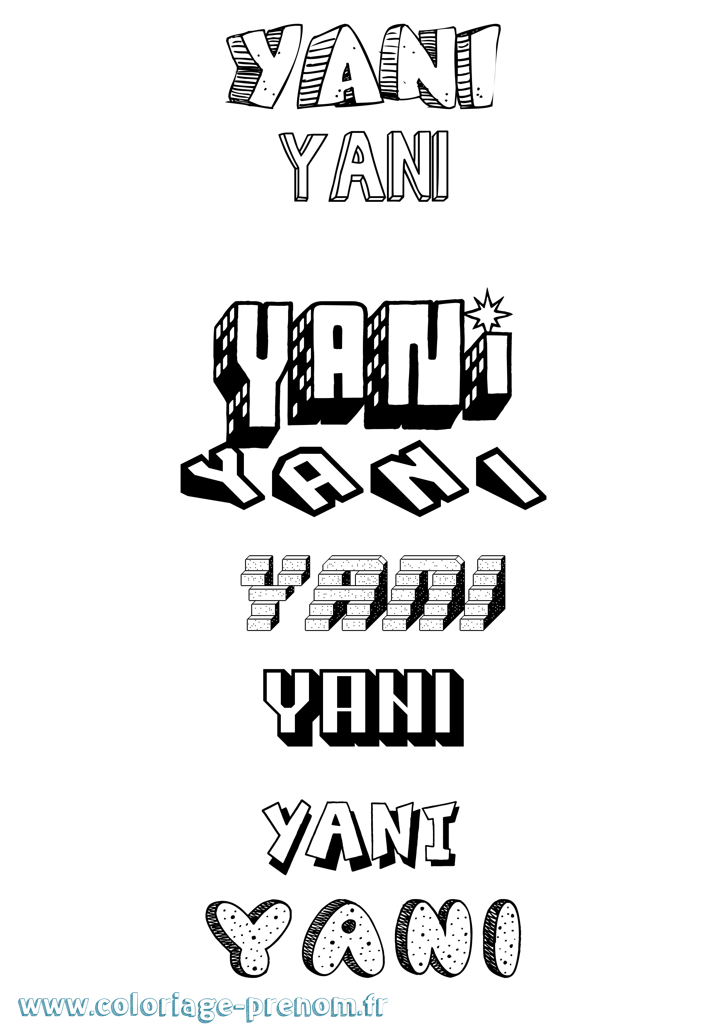 Coloriage prénom Yani Effet 3D