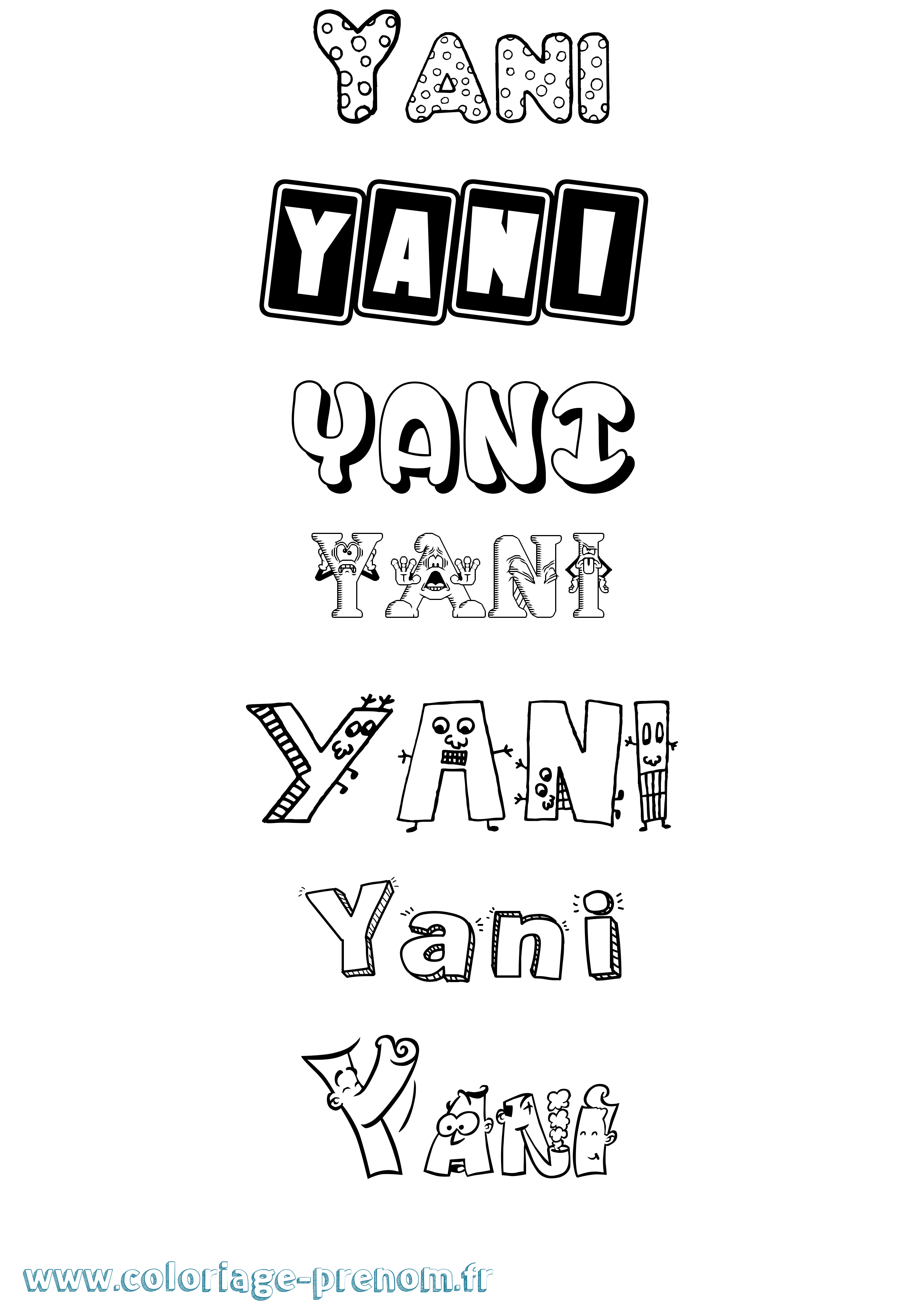 Coloriage prénom Yani Fun