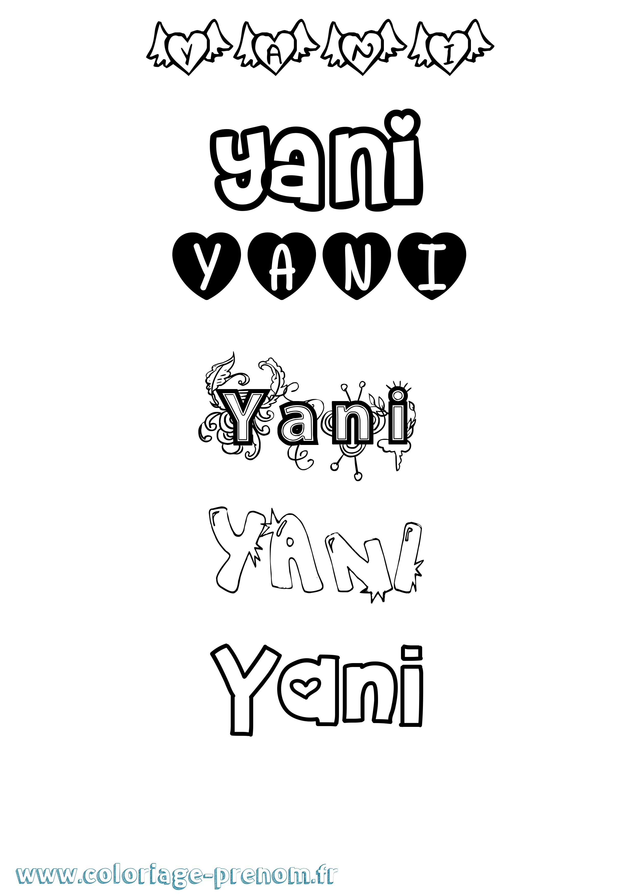 Coloriage Yani Coloriage prénom Yani