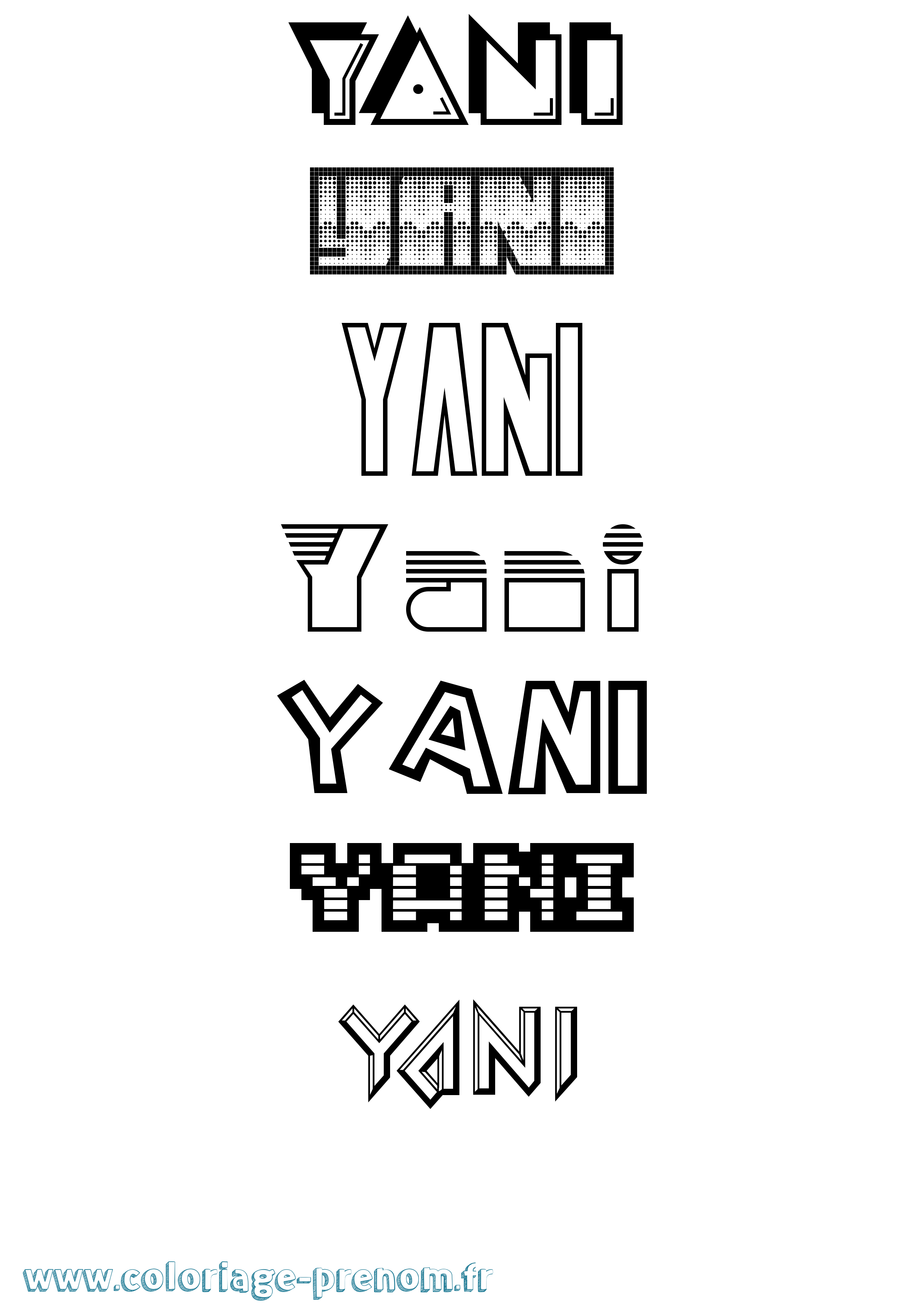 Coloriage prénom Yani Jeux Vidéos