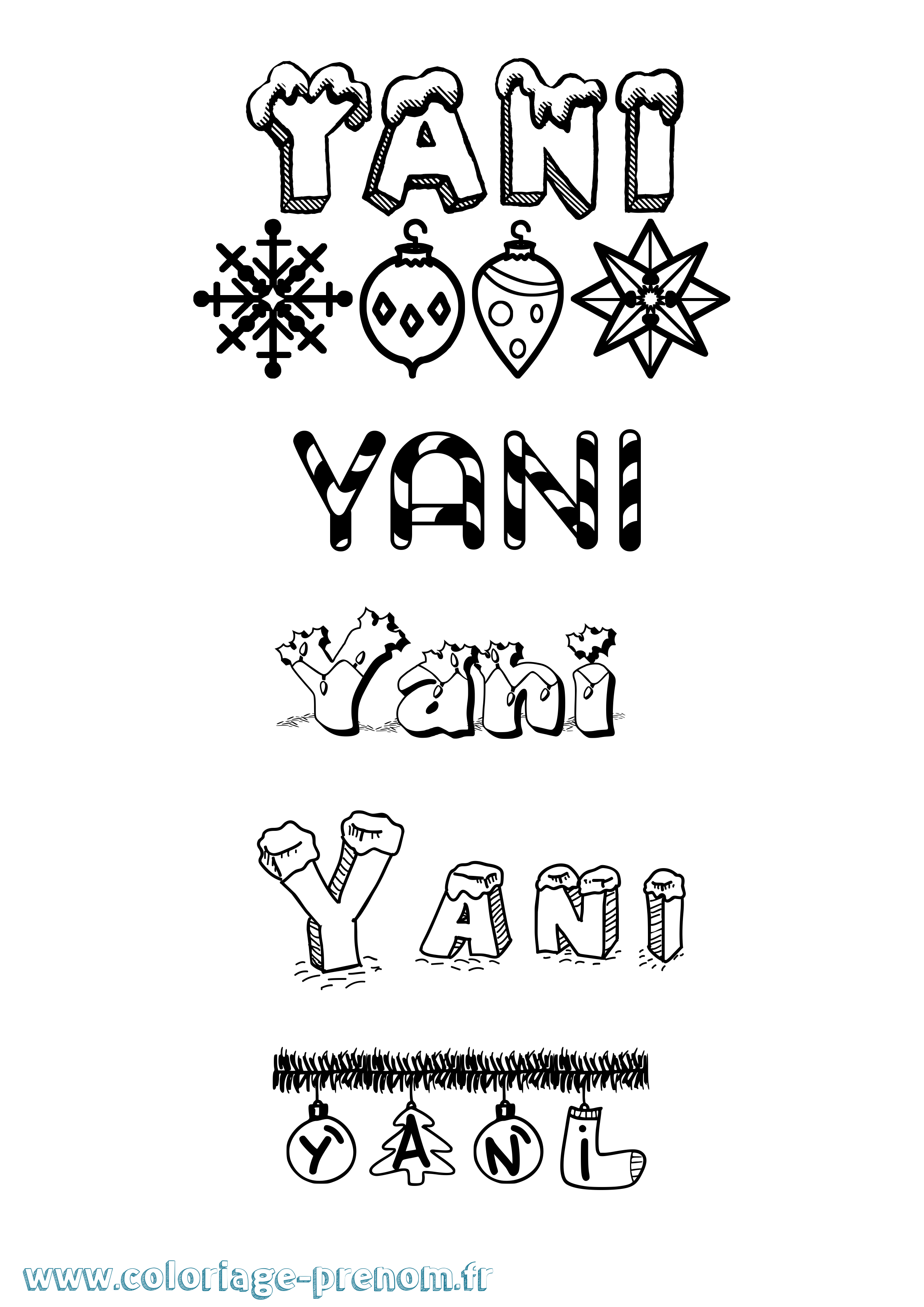 Coloriage prénom Yani Noël