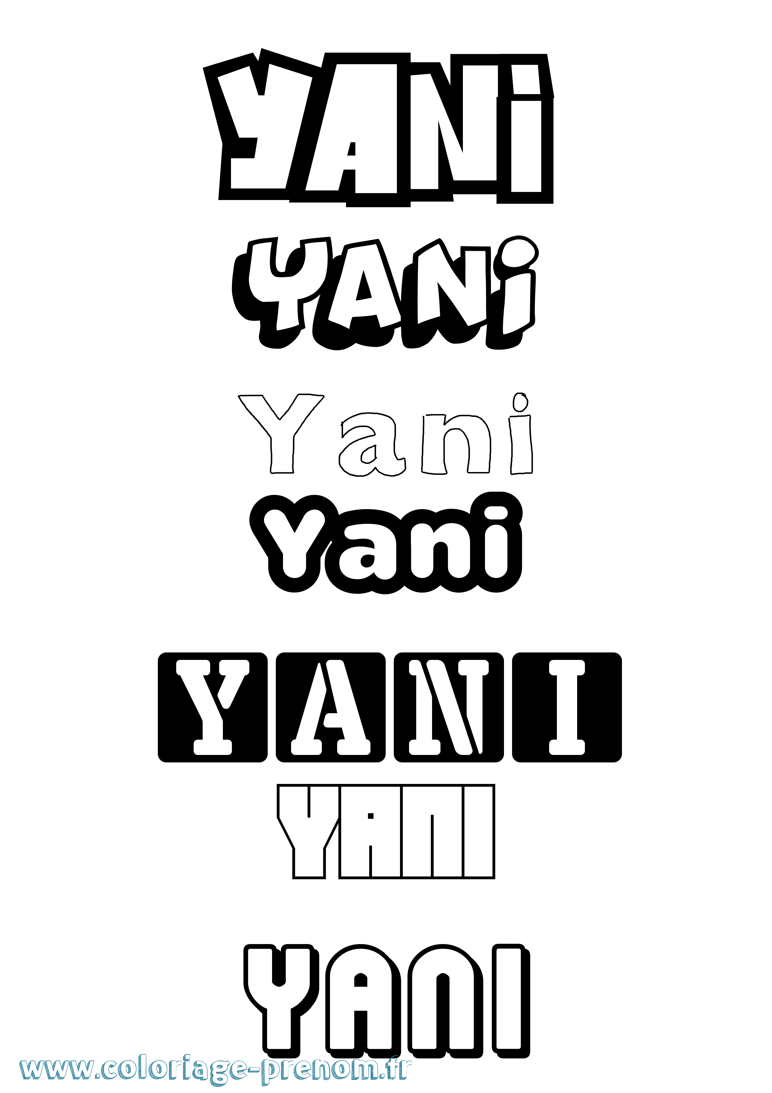 Coloriage Yani Coloriage prénom Yani