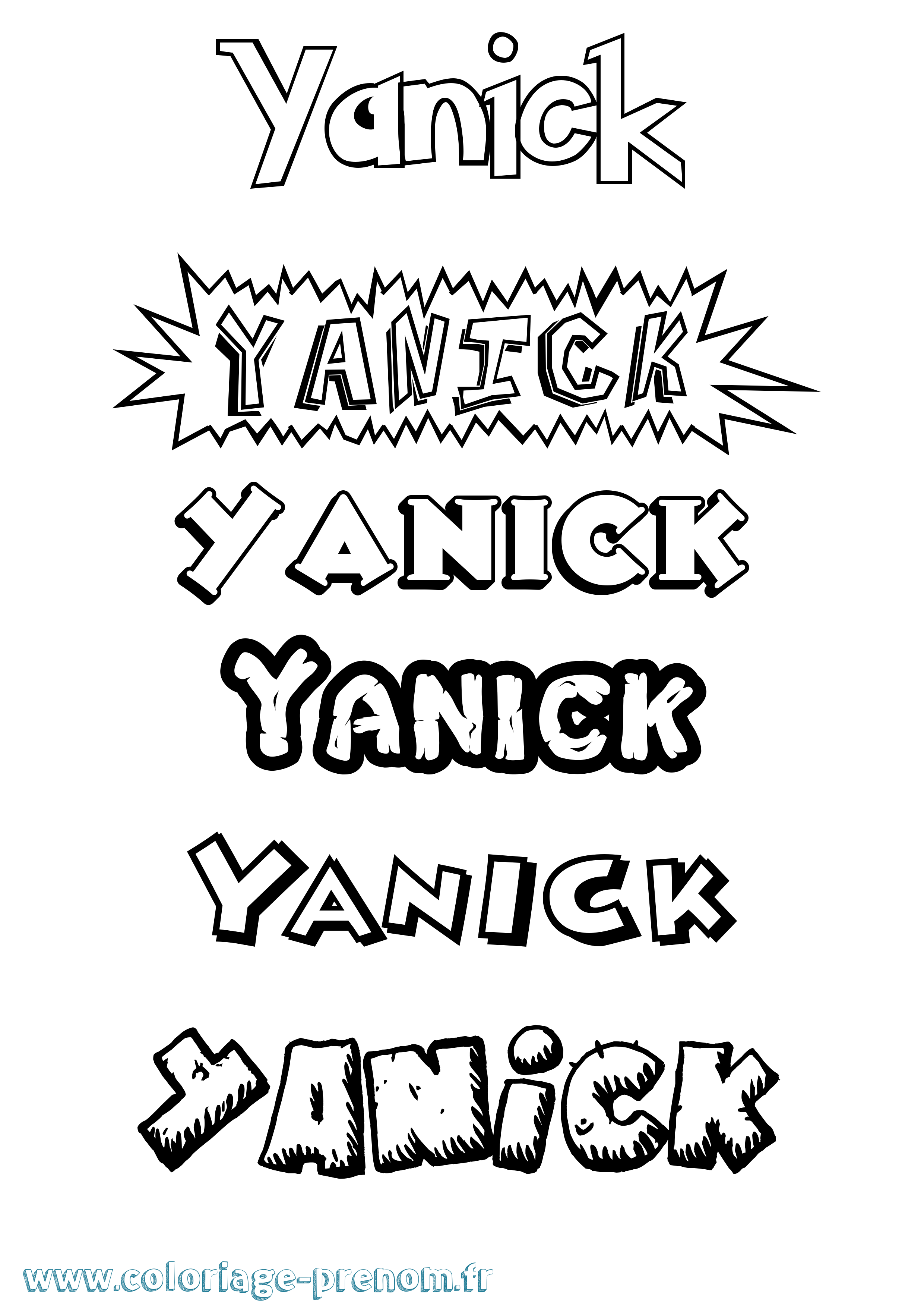 Coloriage prénom Yanick Dessin Animé