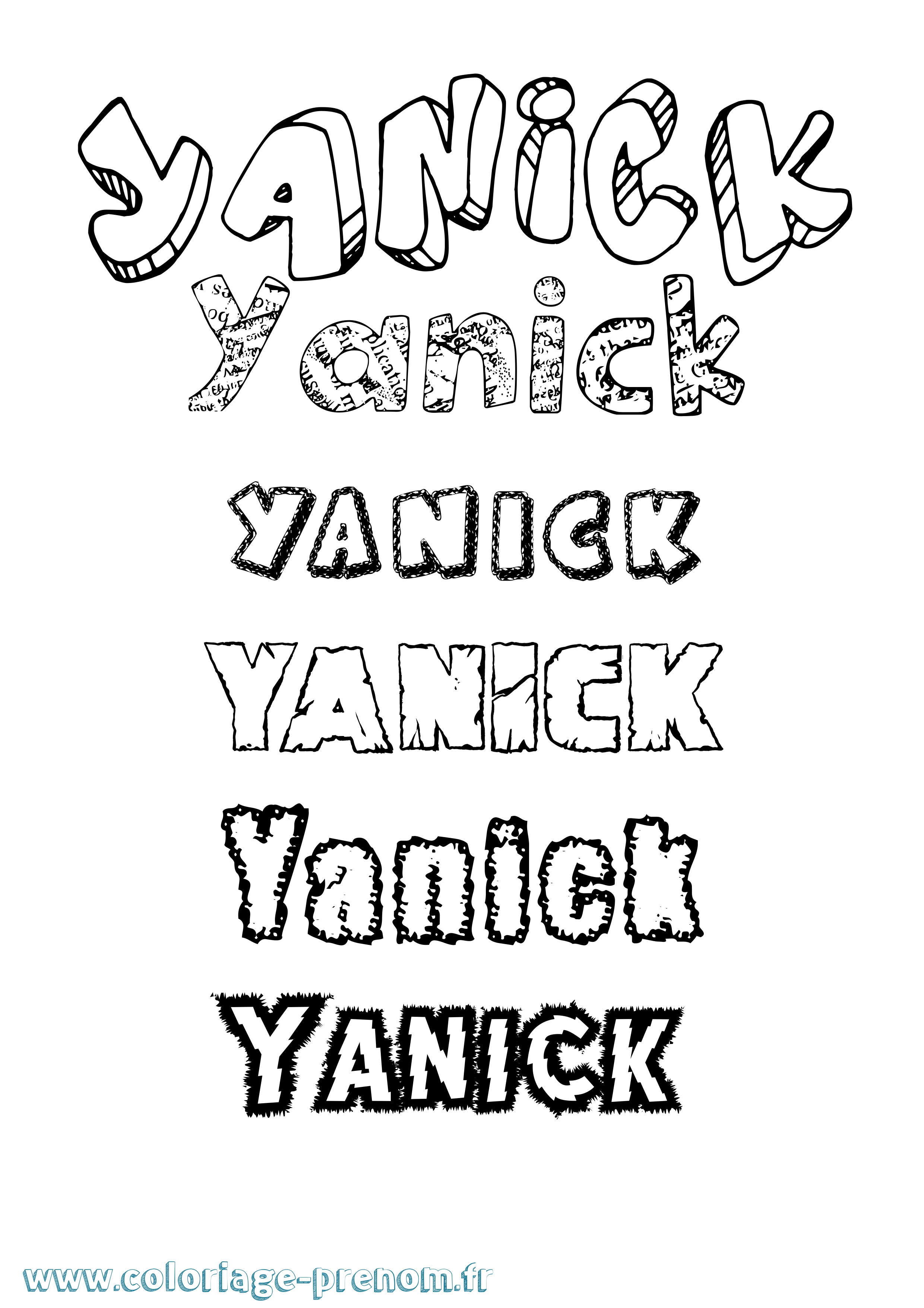 Coloriage prénom Yanick Destructuré