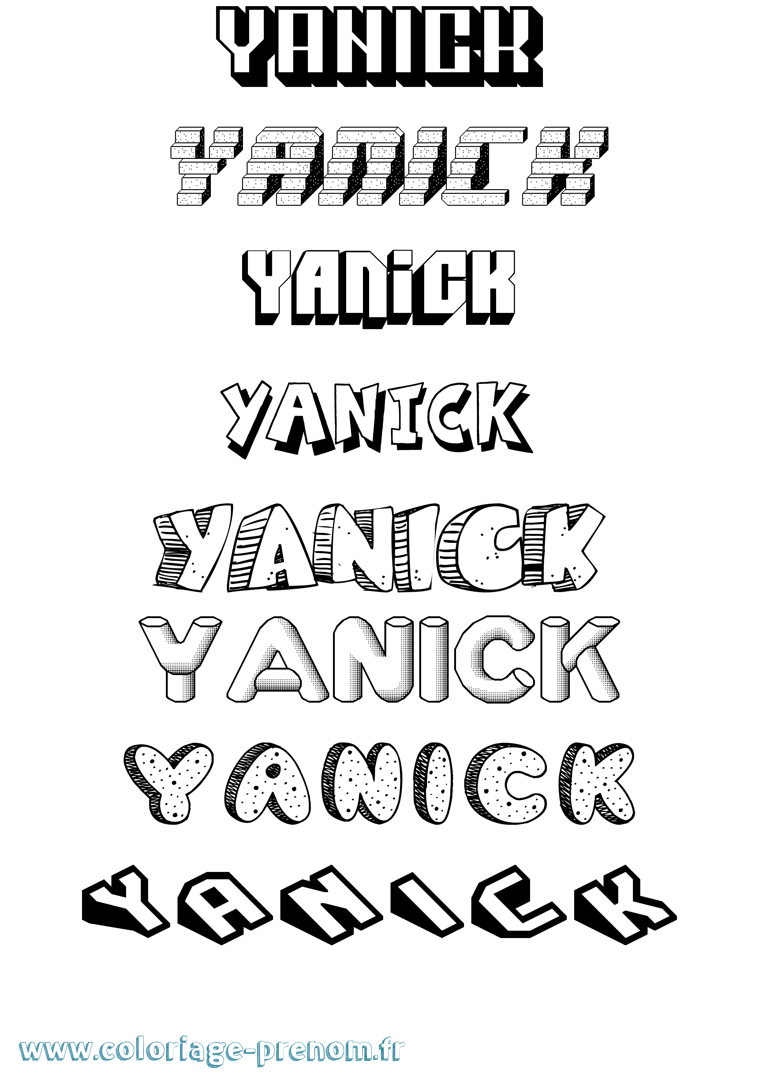Coloriage prénom Yanick Effet 3D
